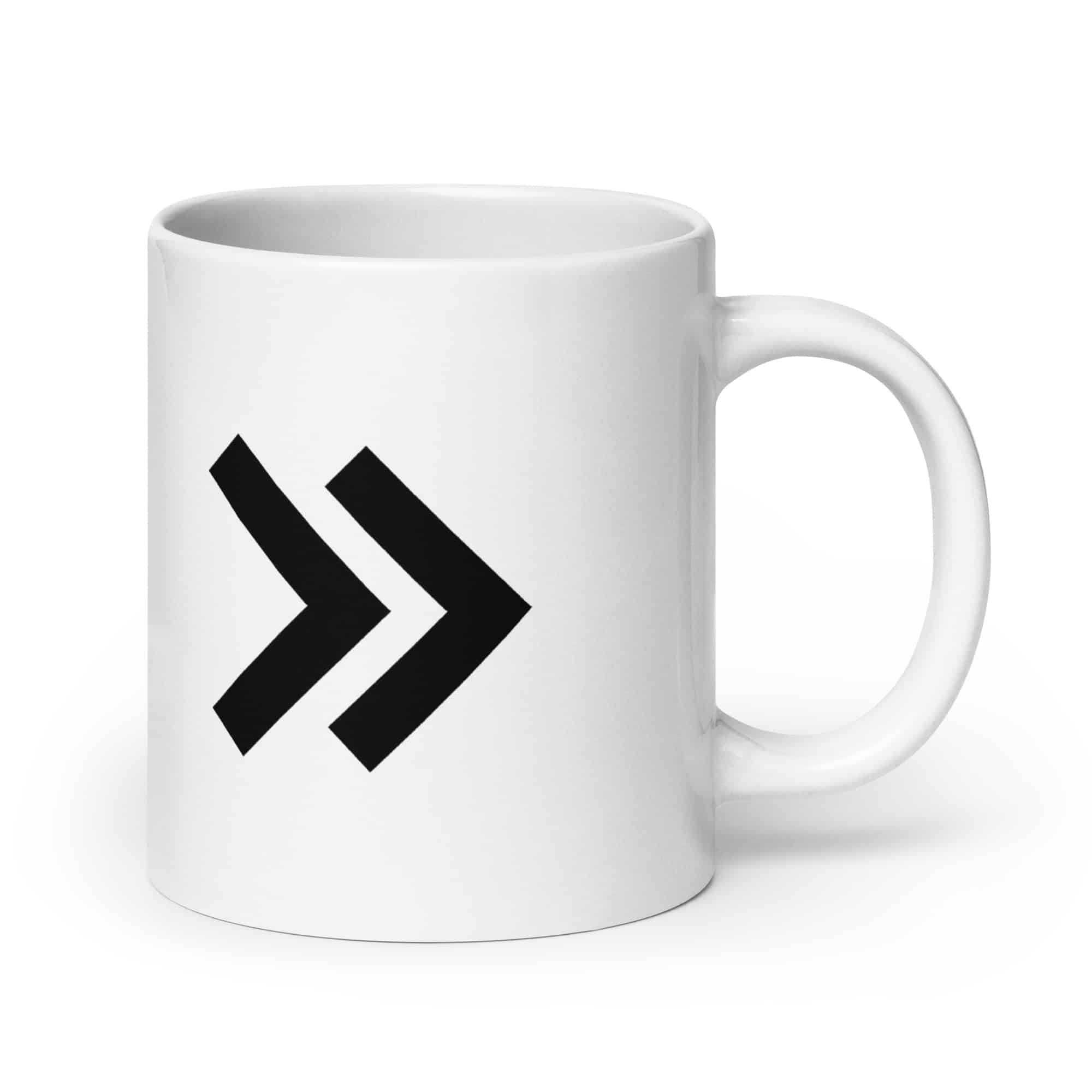 Black Double Chevron White Ceramic Coffee Mug