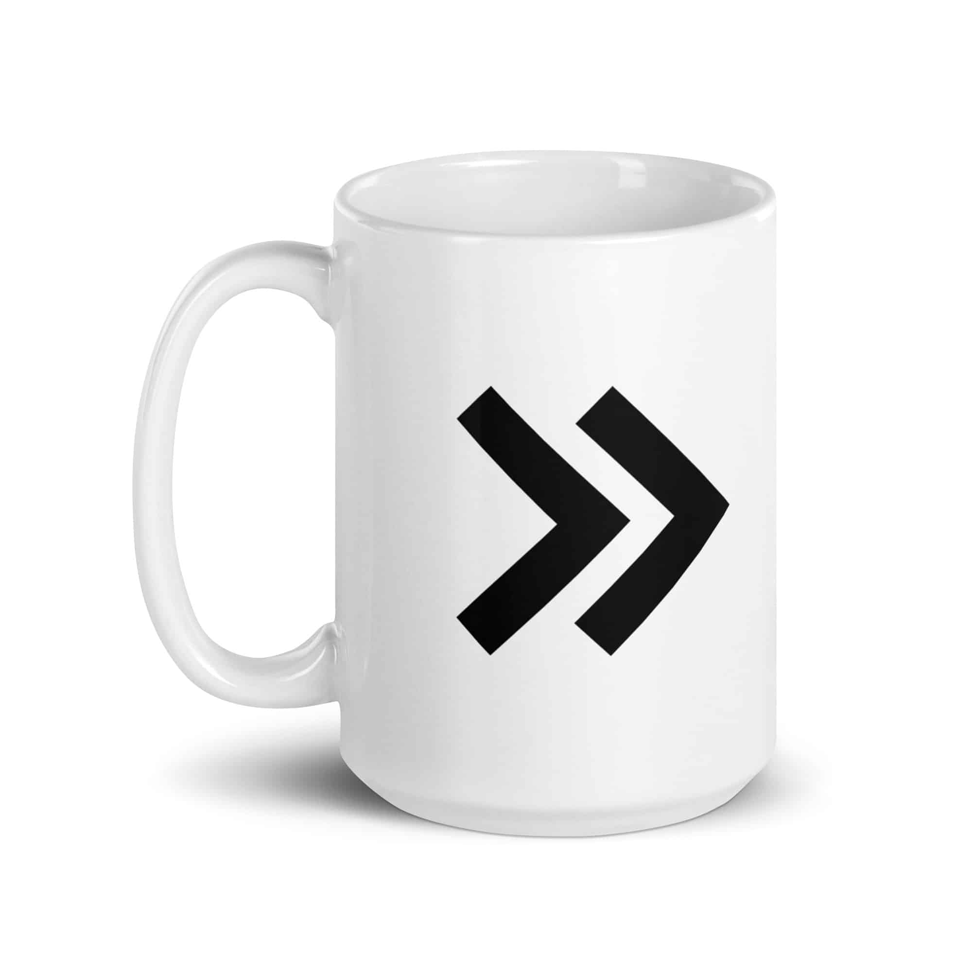 Black Double Chevron White Ceramic Coffee Mug