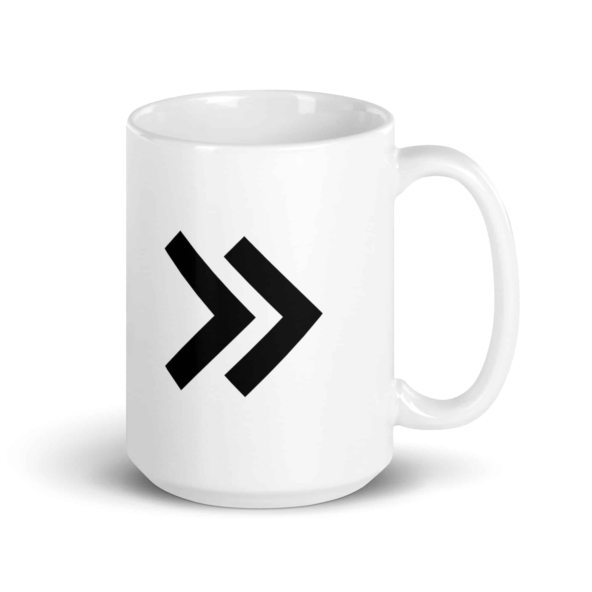 Black Double Chevron White Ceramic Coffee Mug