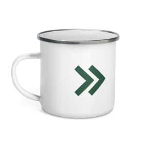08 Double Chevron Forest Green Enamel Camp Mug - 12 oz - Left