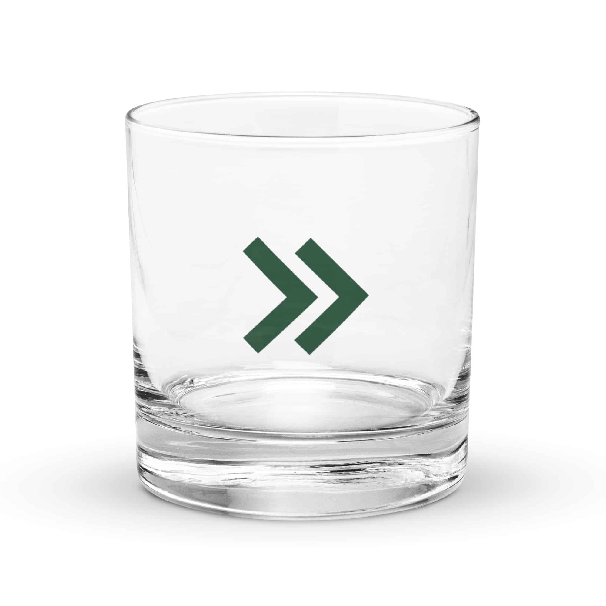 Forest Green Double Chevron Rocks Glass