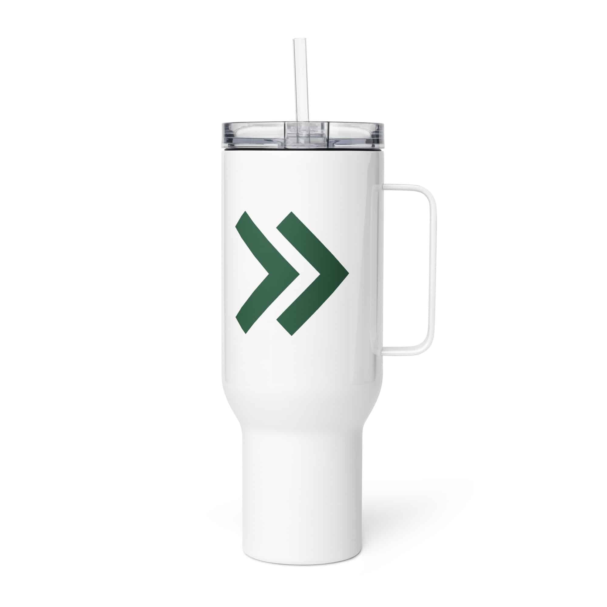 Forest Green Double Chevron Travel Mug