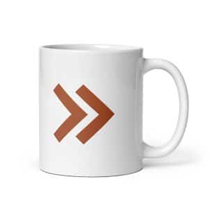 08 Double Chevron Terracotta White Ceramic Coffee Mug - 11 oz - Main