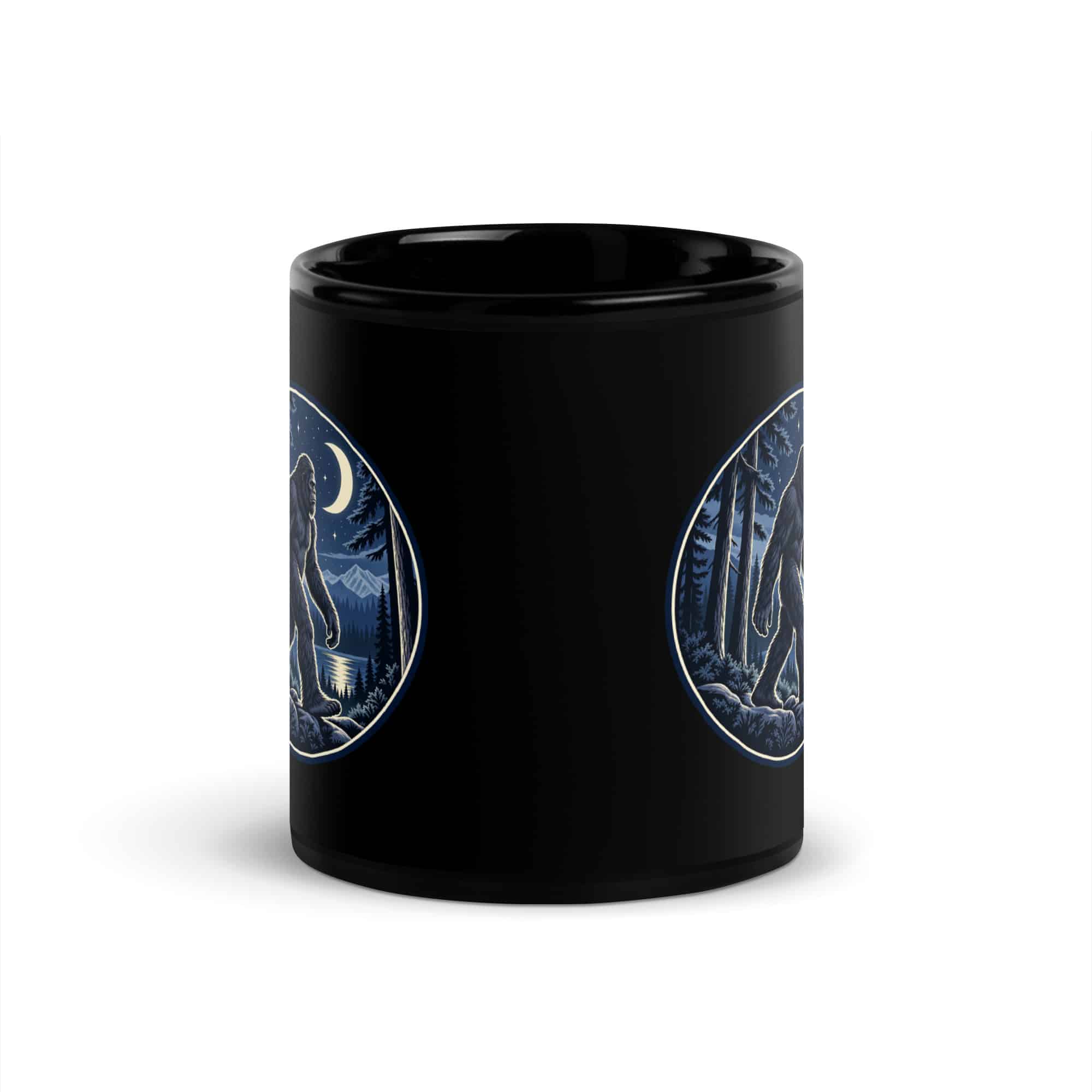 Moonlight Sighting Bigfoot Black Mug