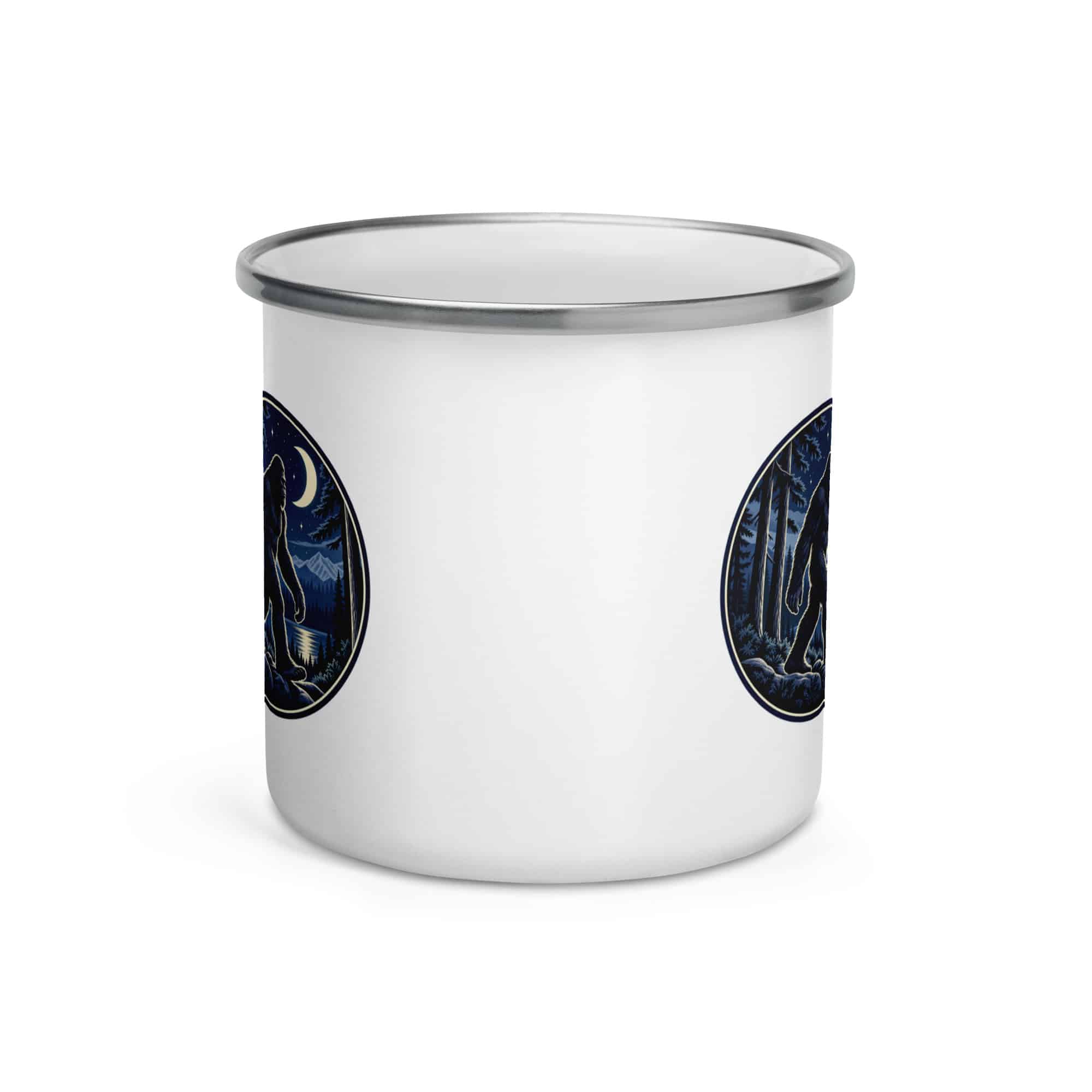 Moonlight Bigfoot Sighting Enamel Camp Mug