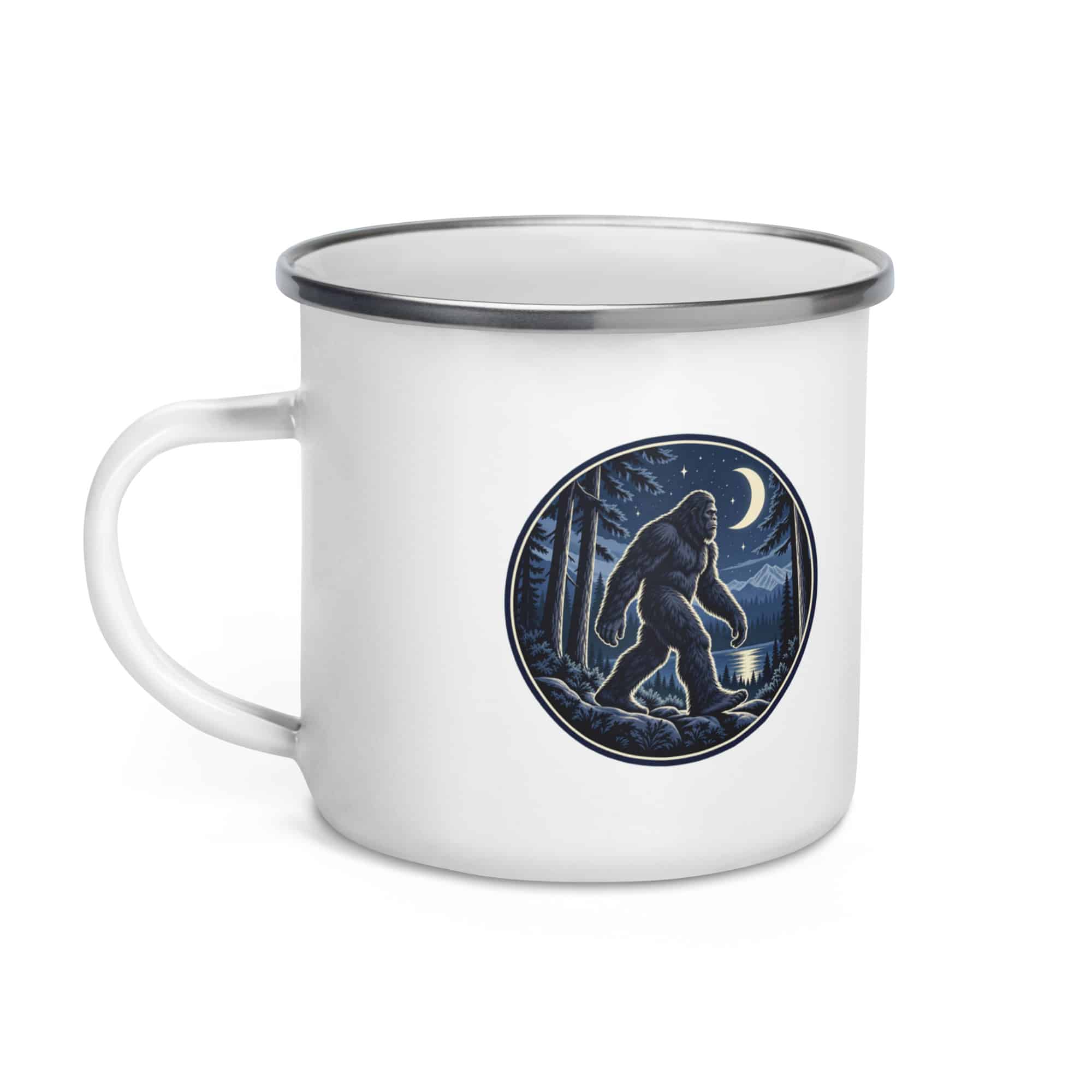 Moonlight Bigfoot Sighting Enamel Camp Mug
