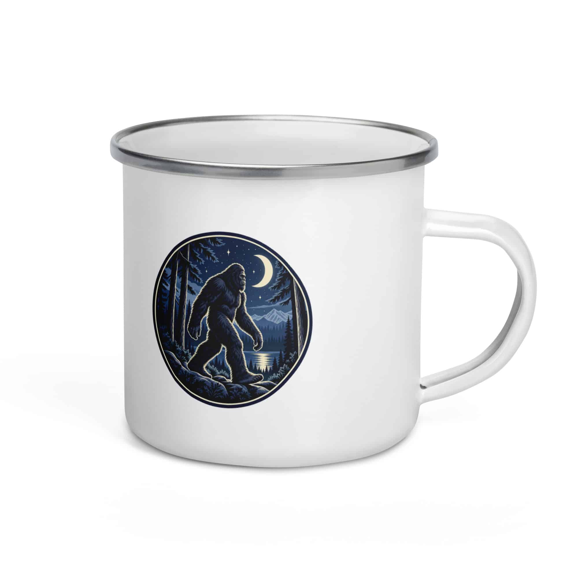 Moonlight Bigfoot Sighting Enamel Camp Mug