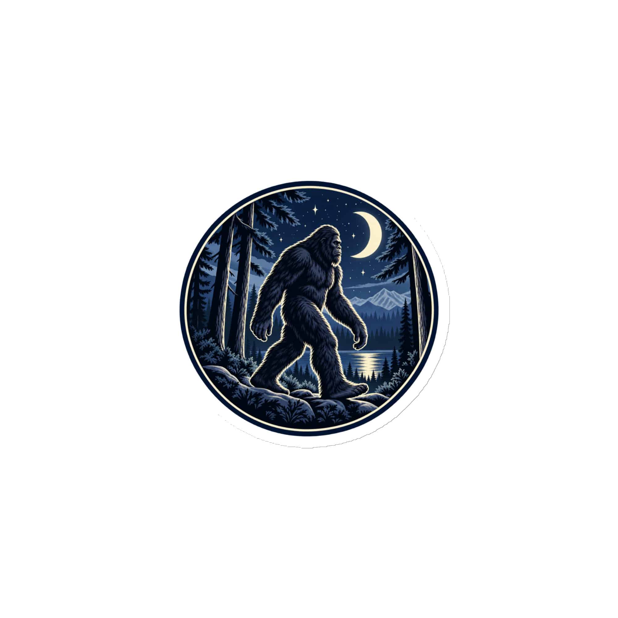 Moonlight Bigfoot Sighting Die-Cut Magnet