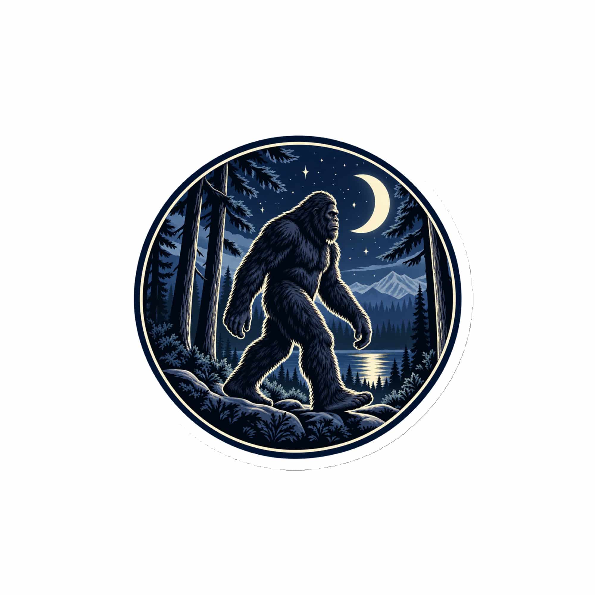 Moonlight Bigfoot Sighting Die-Cut Magnet