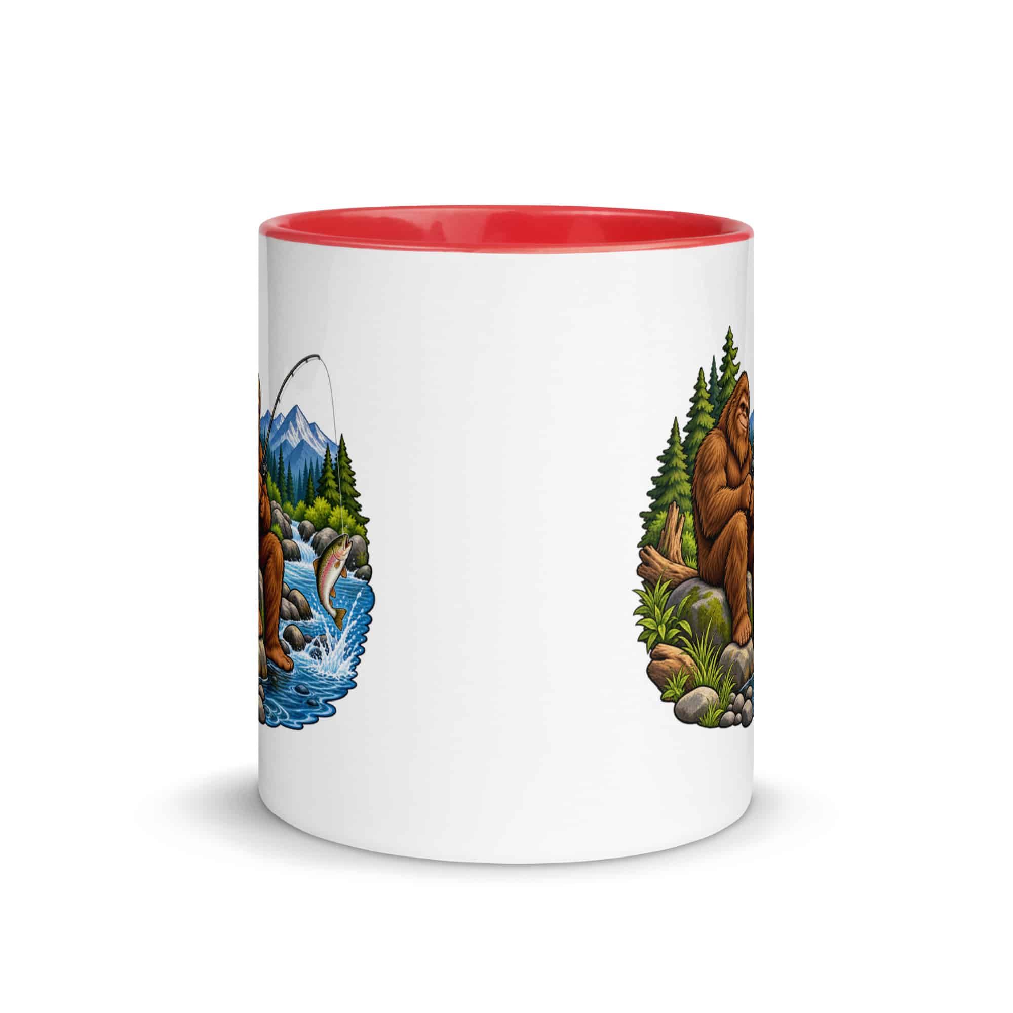 Fishing Bigfoot Color Inside Mug