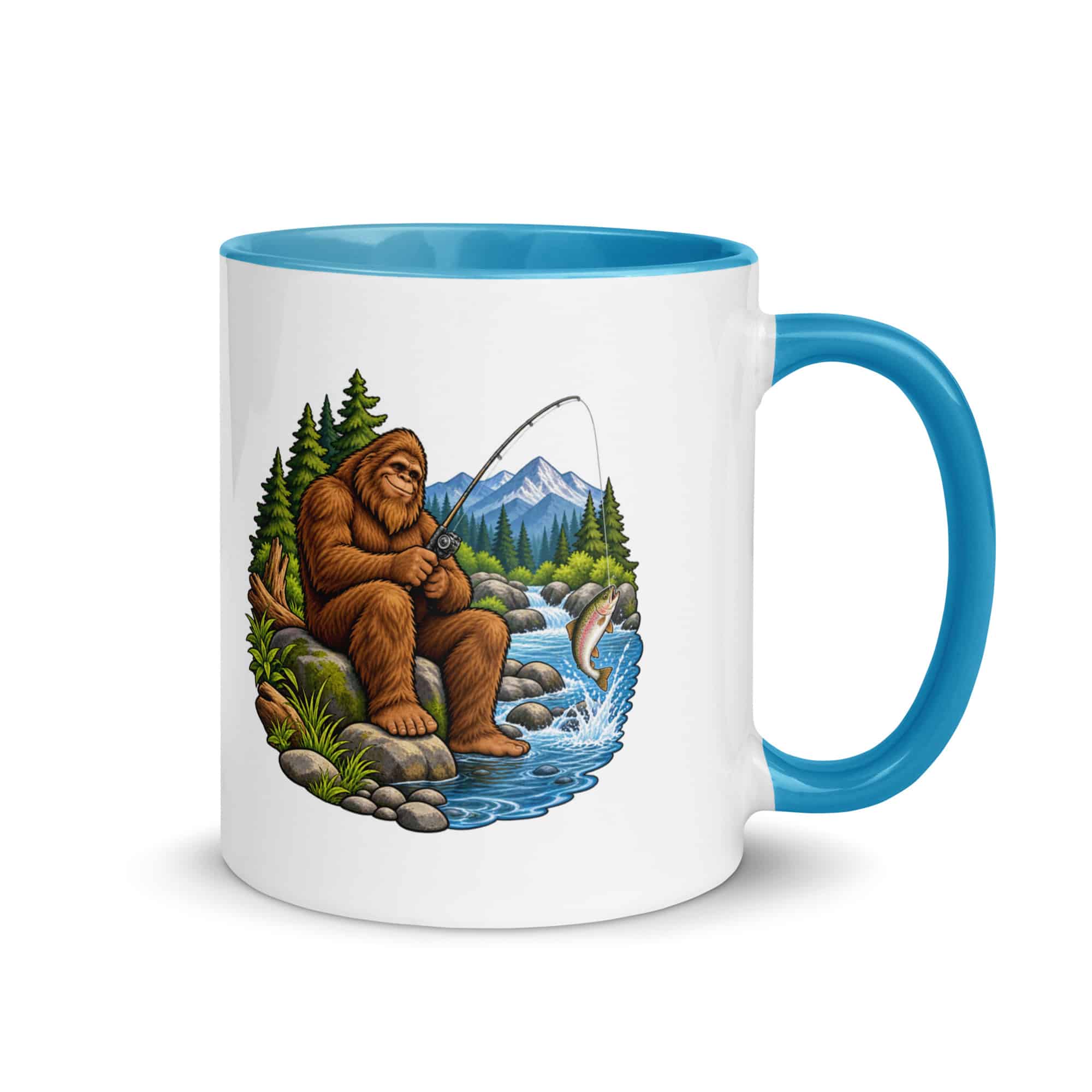 Fishing Bigfoot Color Inside Mug