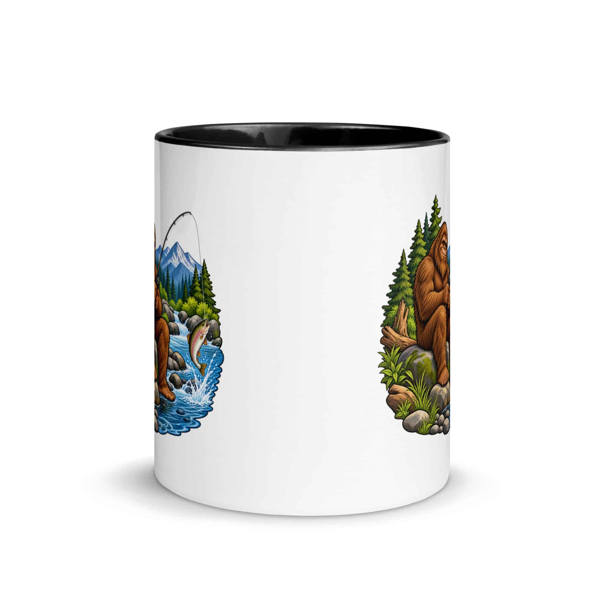 Fishing Bigfoot Color Inside Mug