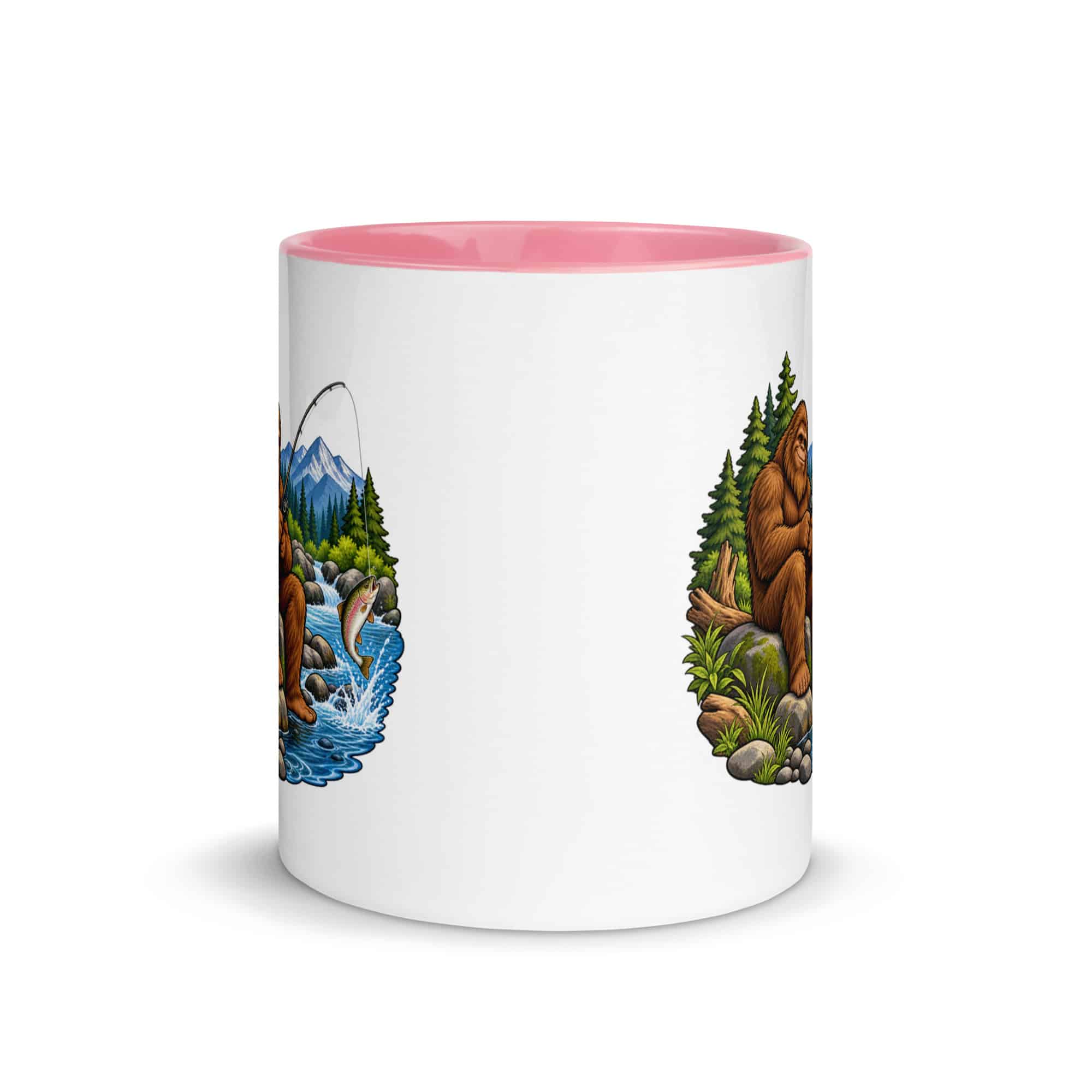 Fishing Bigfoot Color Inside Mug