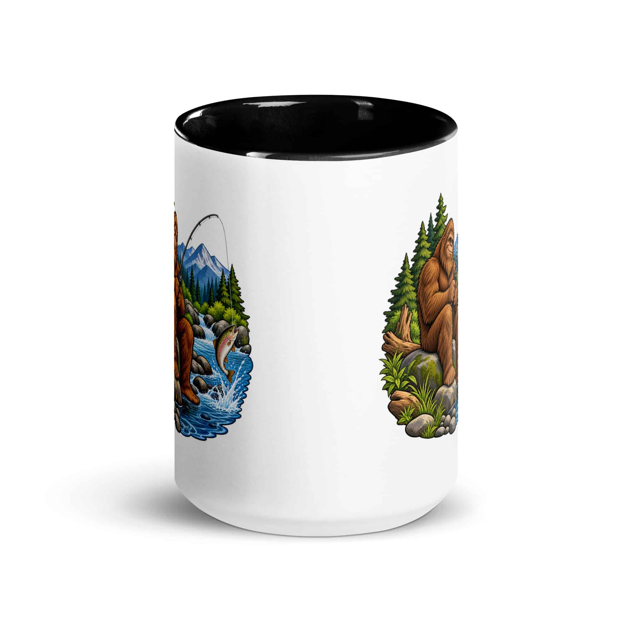 Fishing Bigfoot Color Inside Mug