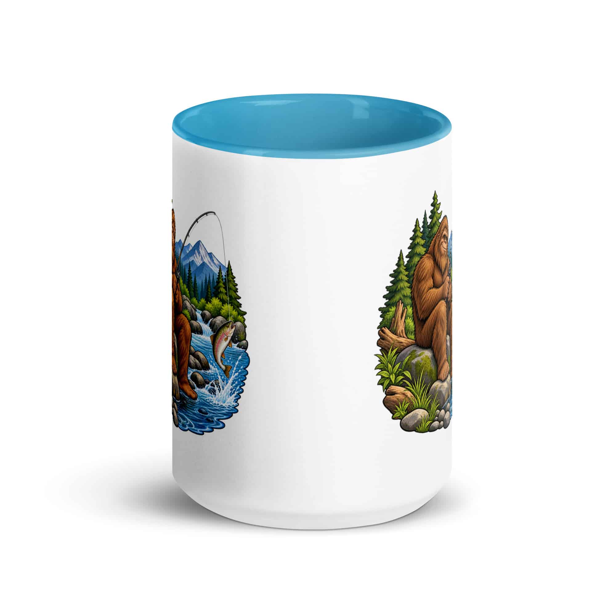 Fishing Bigfoot Color Inside Mug