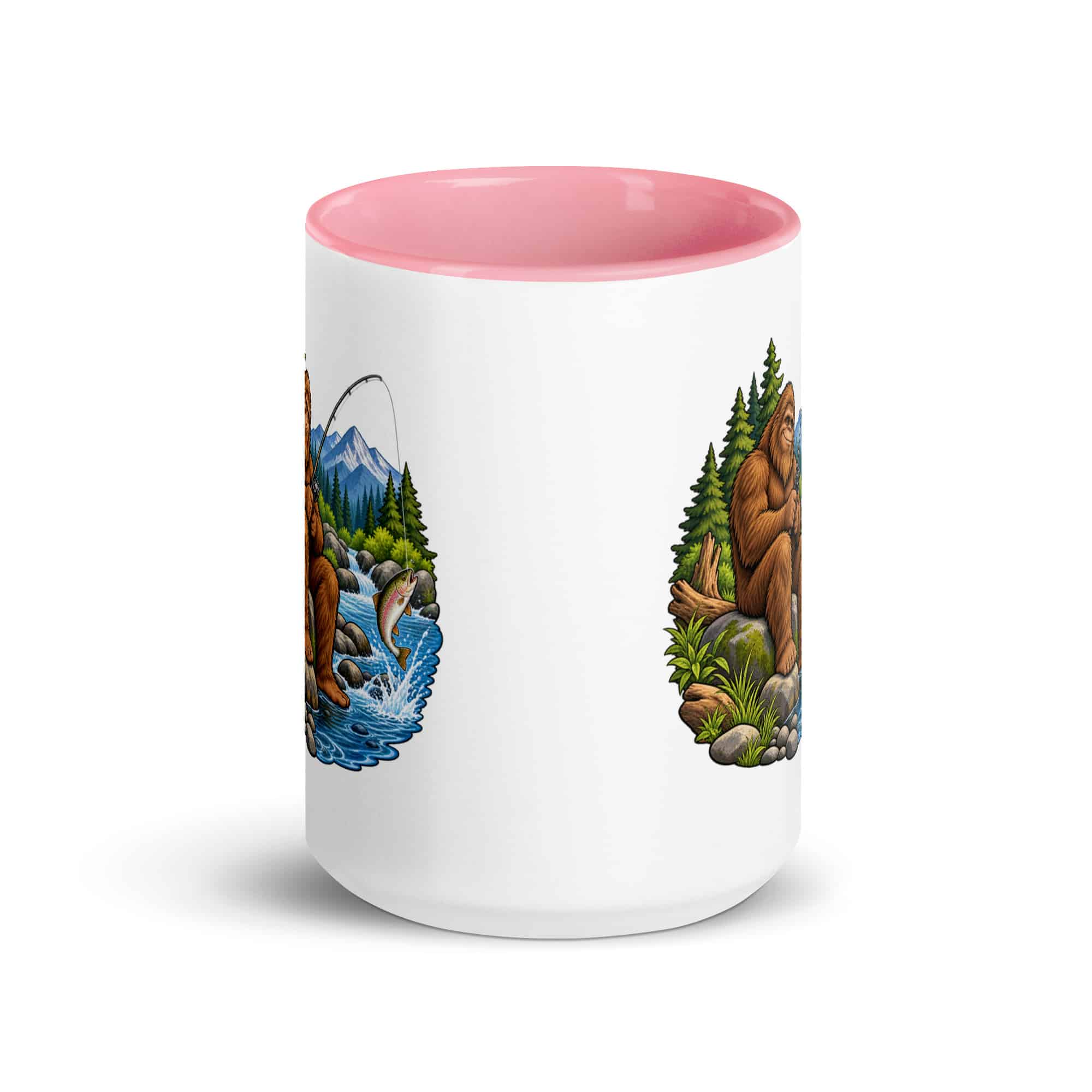 Fishing Bigfoot Color Inside Mug