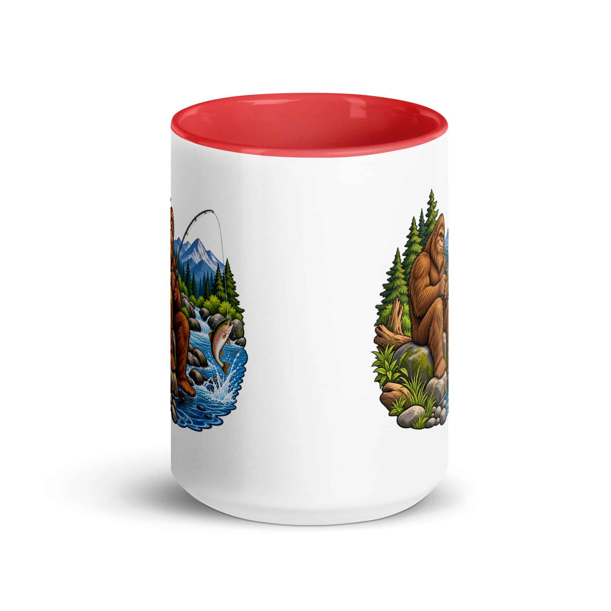 Fishing Bigfoot Color Inside Mug