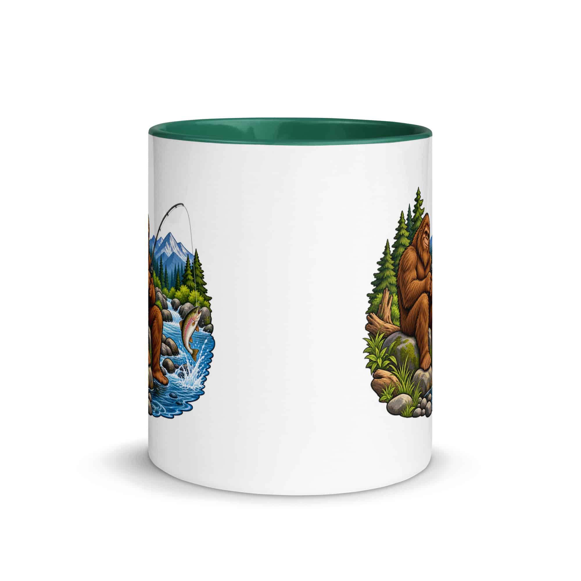 Fishing Bigfoot Color Inside Mug