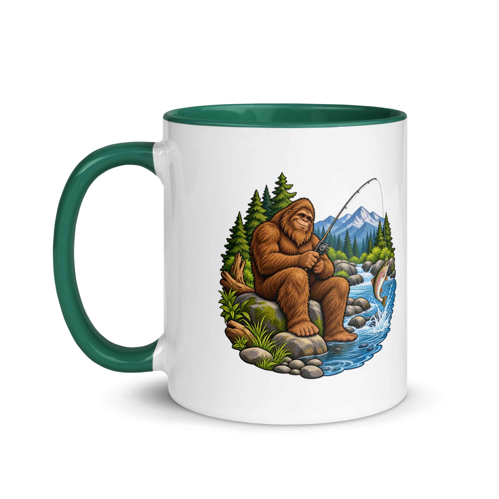 Fishing Bigfoot Color Inside Mug