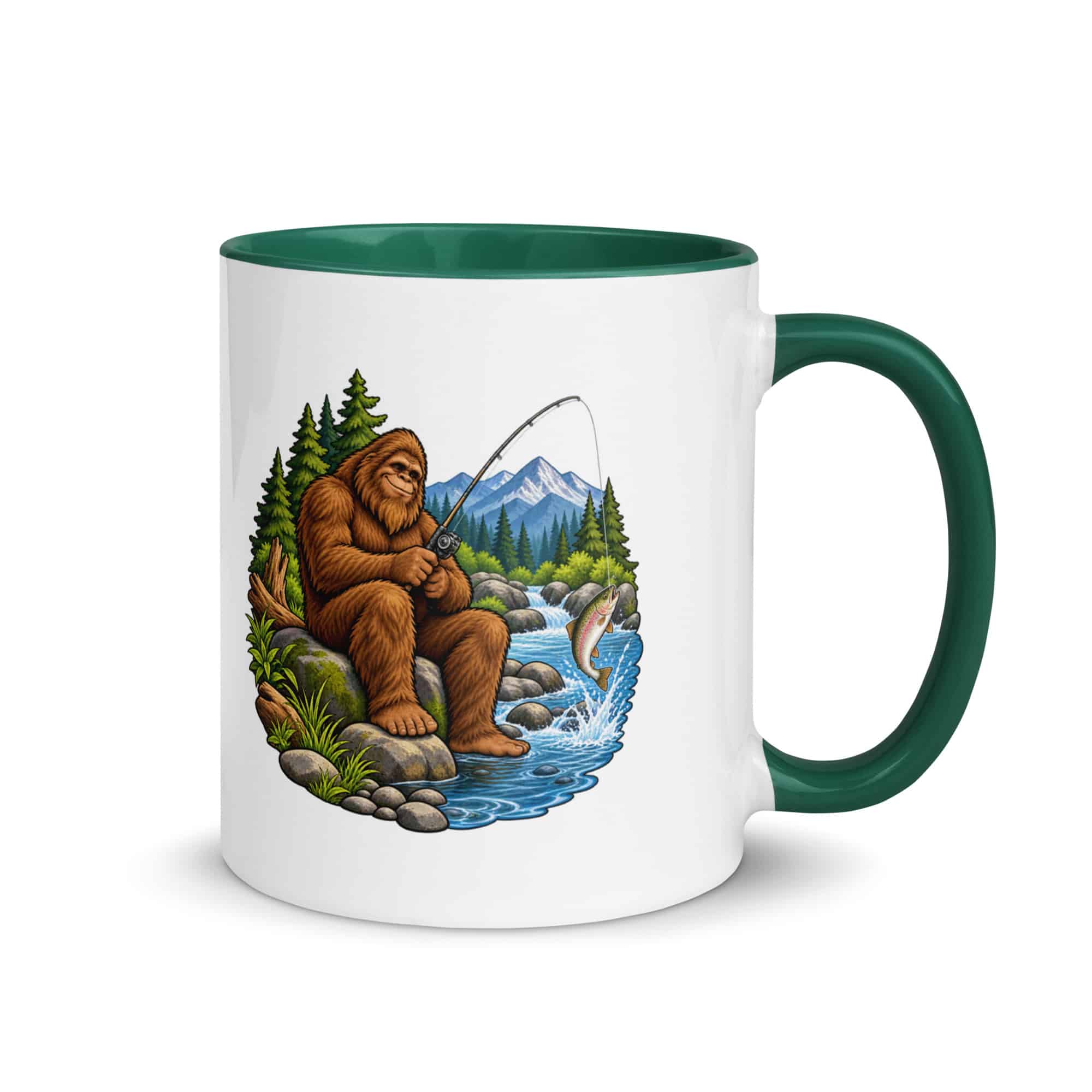 Fishing Bigfoot Color Inside Mug