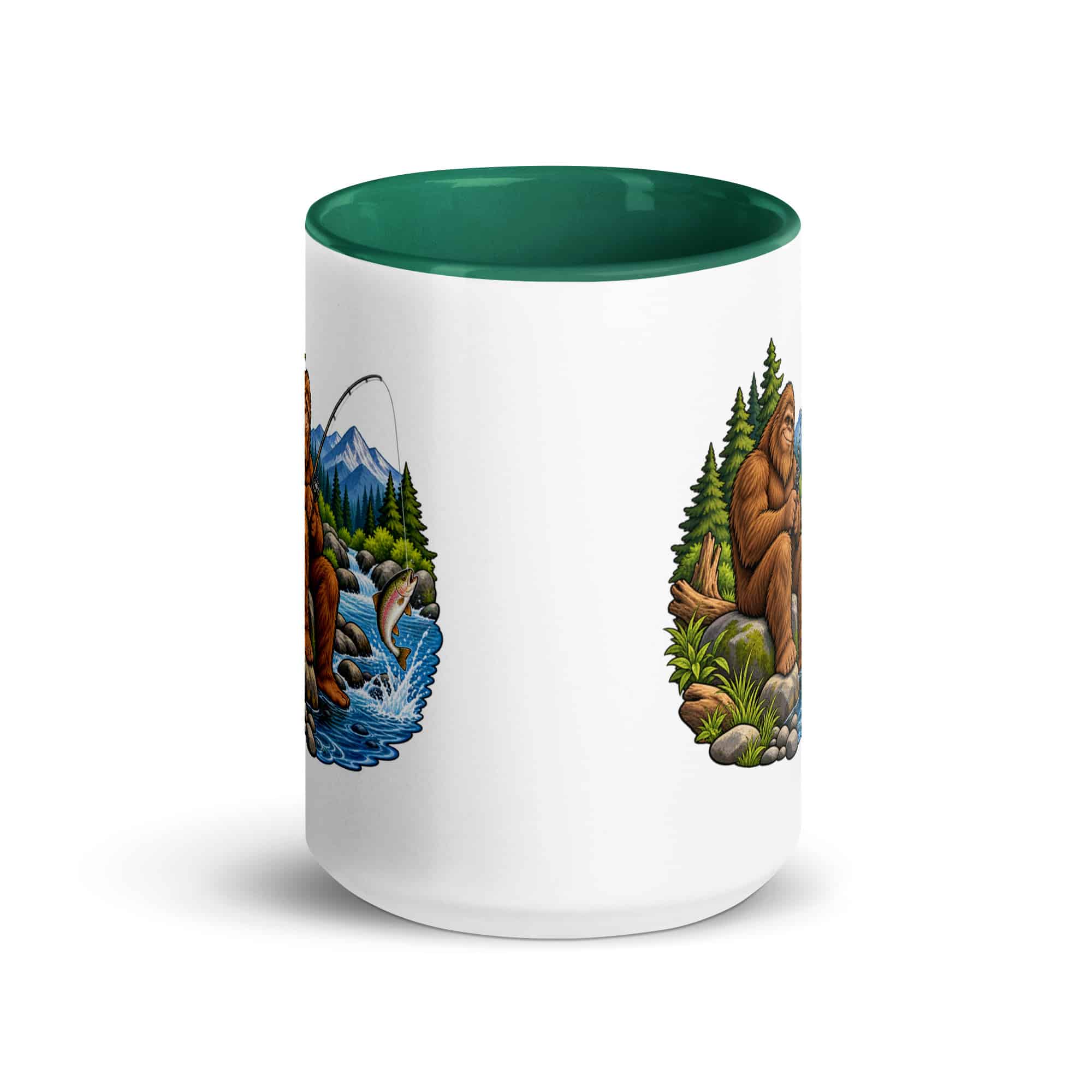 Fishing Bigfoot Color Inside Mug