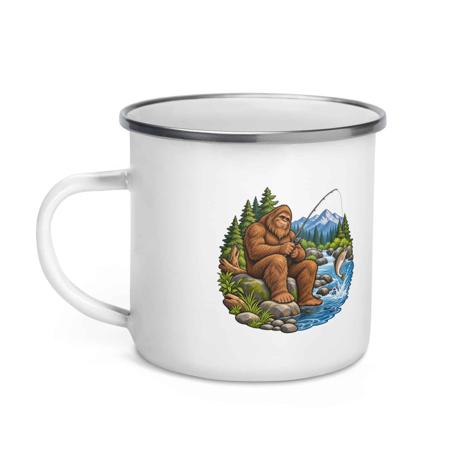 Bigfoot Creekside Fishing Enamel Camp Mug
