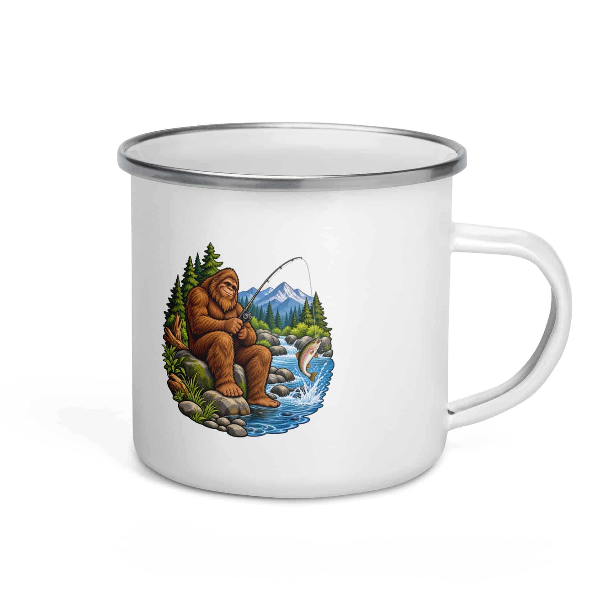 Bigfoot Creekside Fishing Enamel Camp Mug