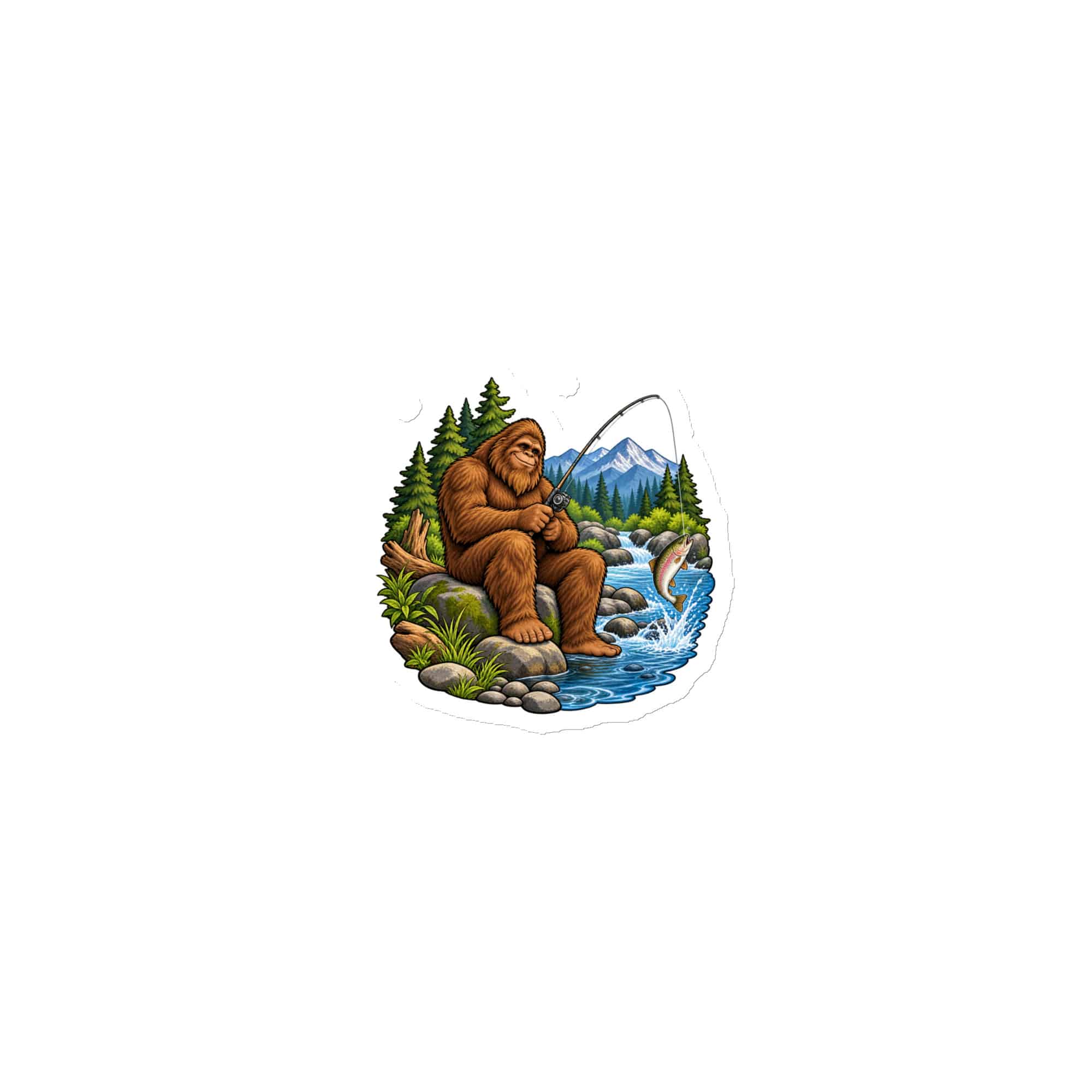 Bigfoot Creekside Fishing Die-Cut Magnet