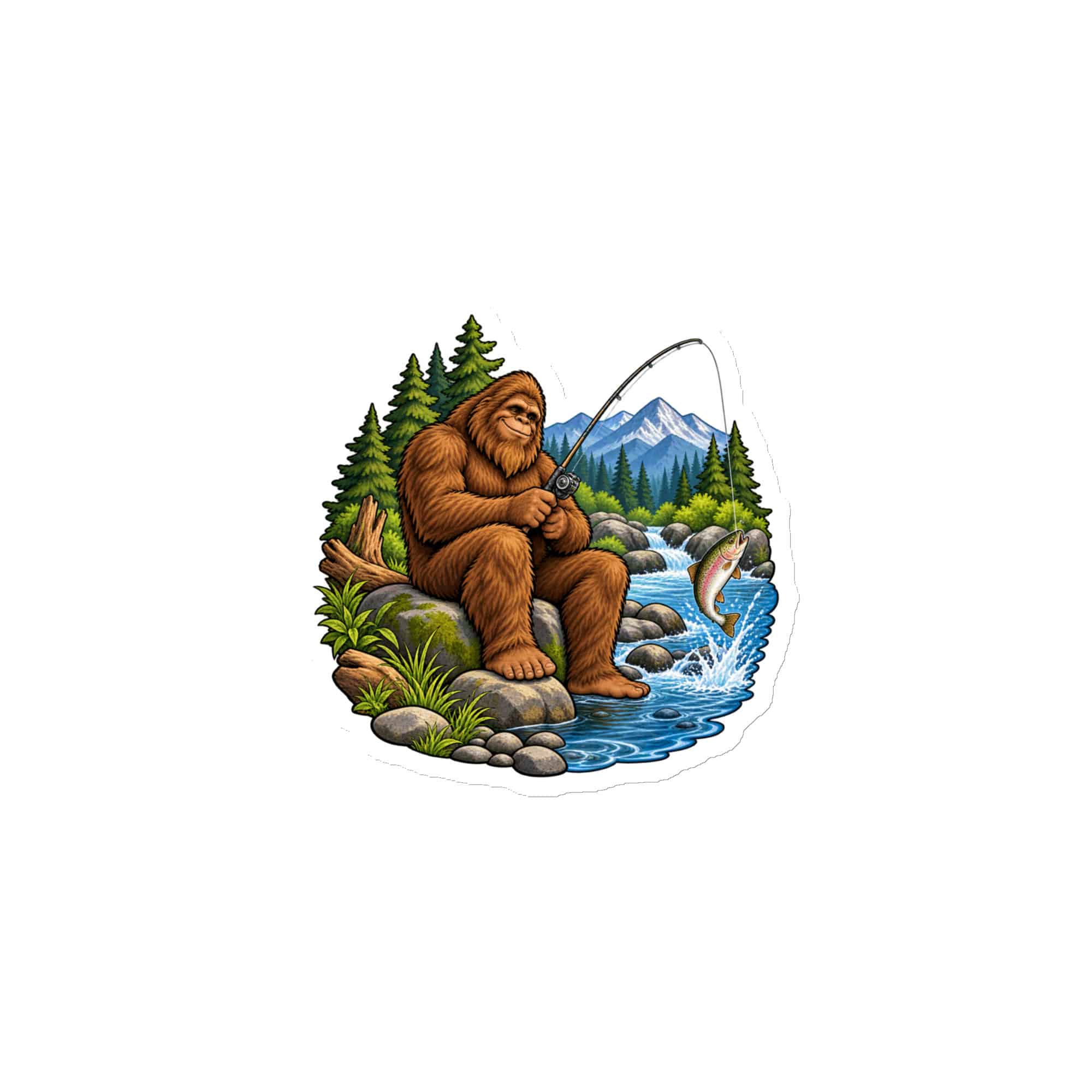 Bigfoot Creekside Fishing Die-Cut Magnet