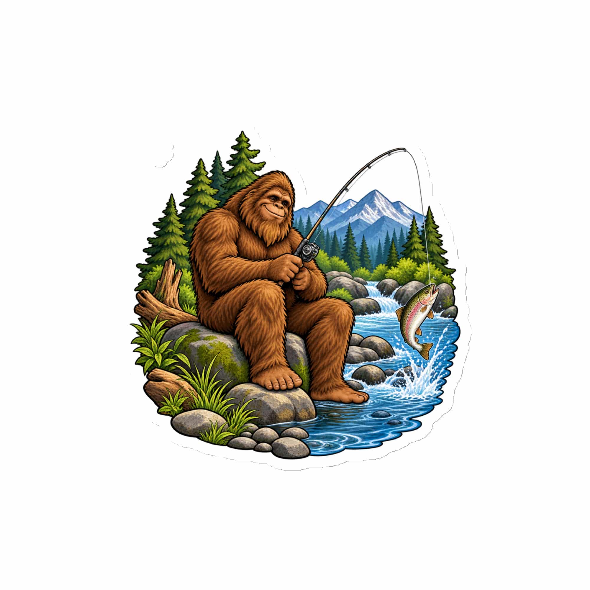 Bigfoot Creekside Fishing Die-Cut Magnet