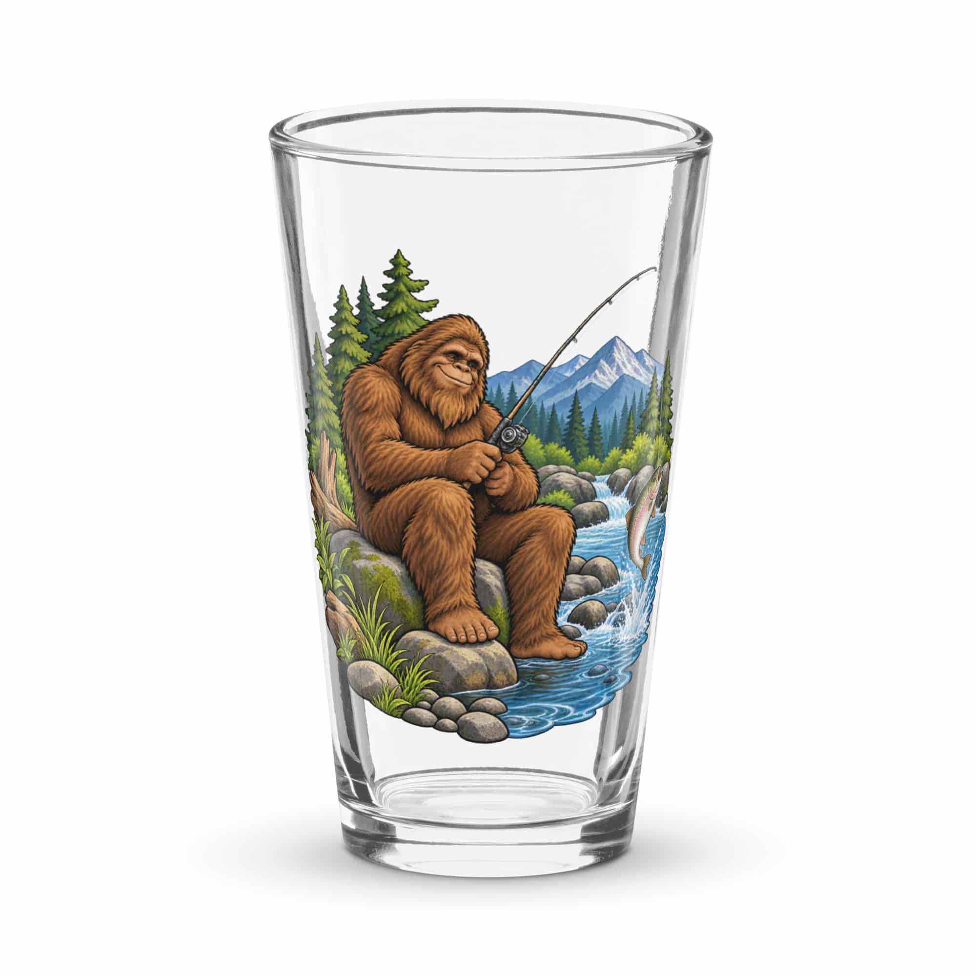 Bigfoot Fishing Pint Glass