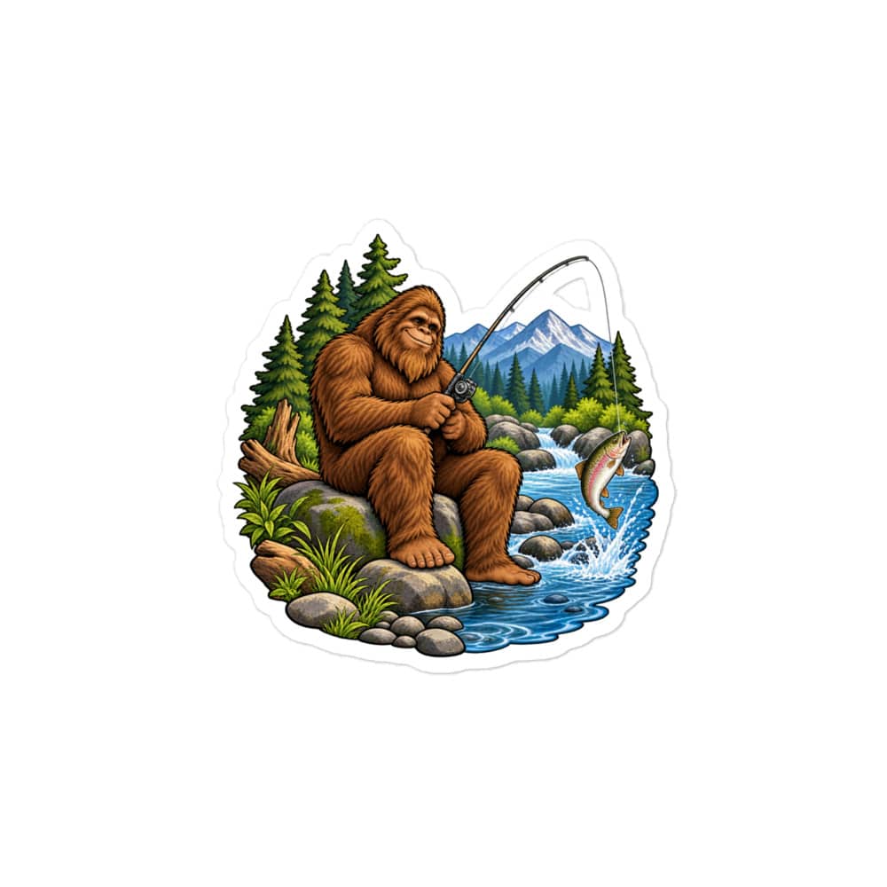 Bigfoot Creekside Fishing Vinyl Sticker