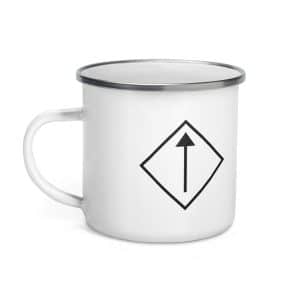 09 Diamond Waymarker Black Enamel Camp Mug - 12 oz - Left