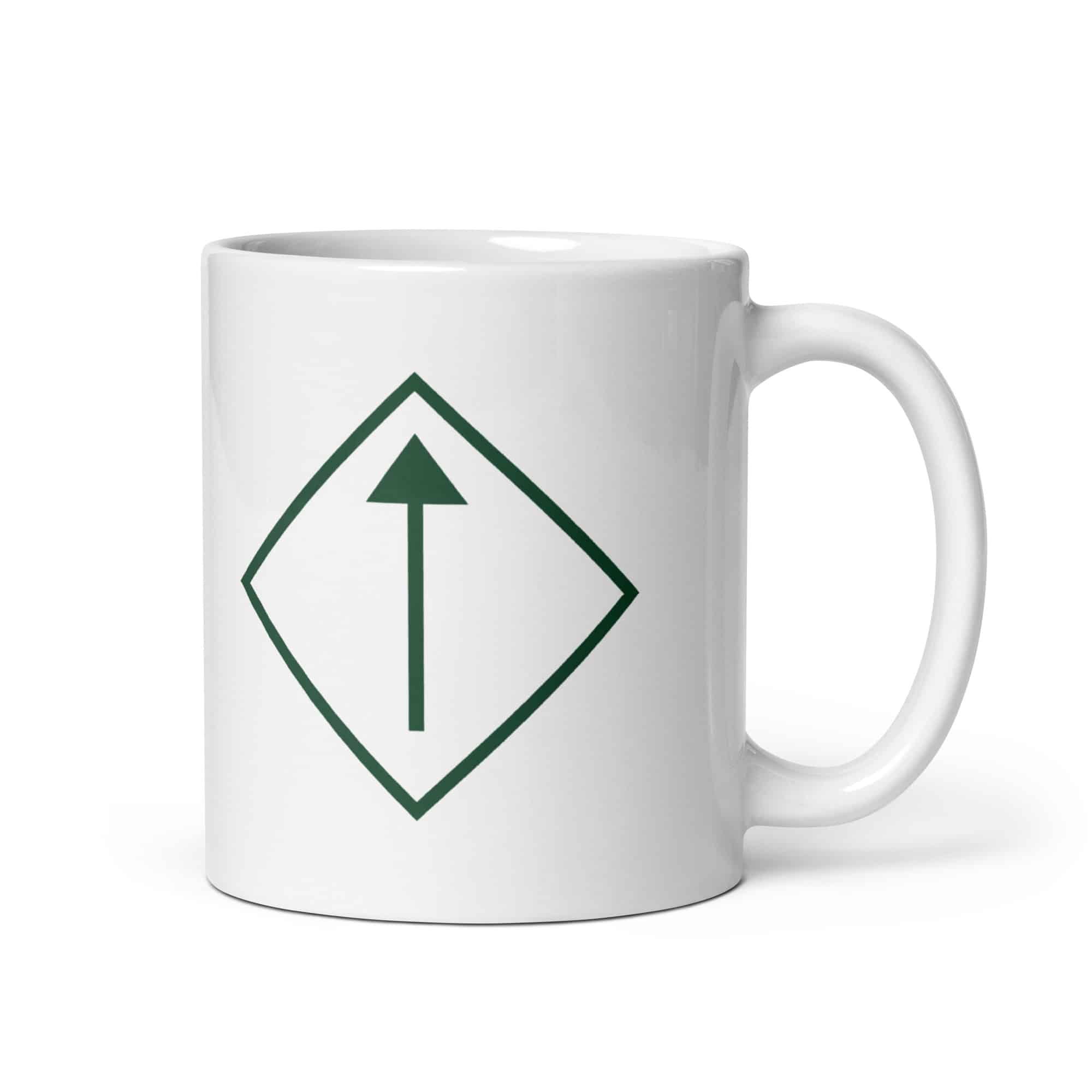 Forest Green Diamond Waymarker White Ceramic Coffee Mug