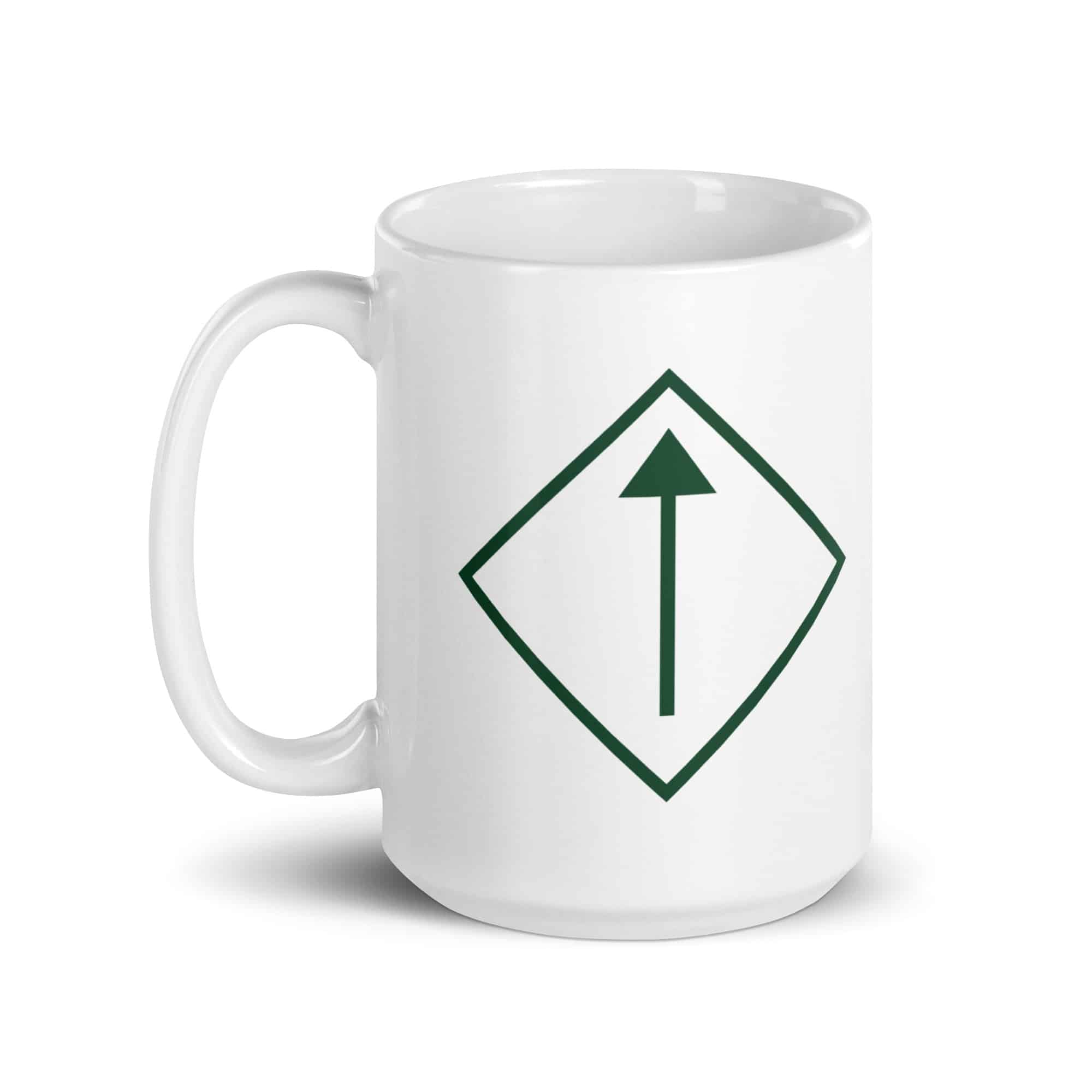 Forest Green Diamond Waymarker White Ceramic Coffee Mug
