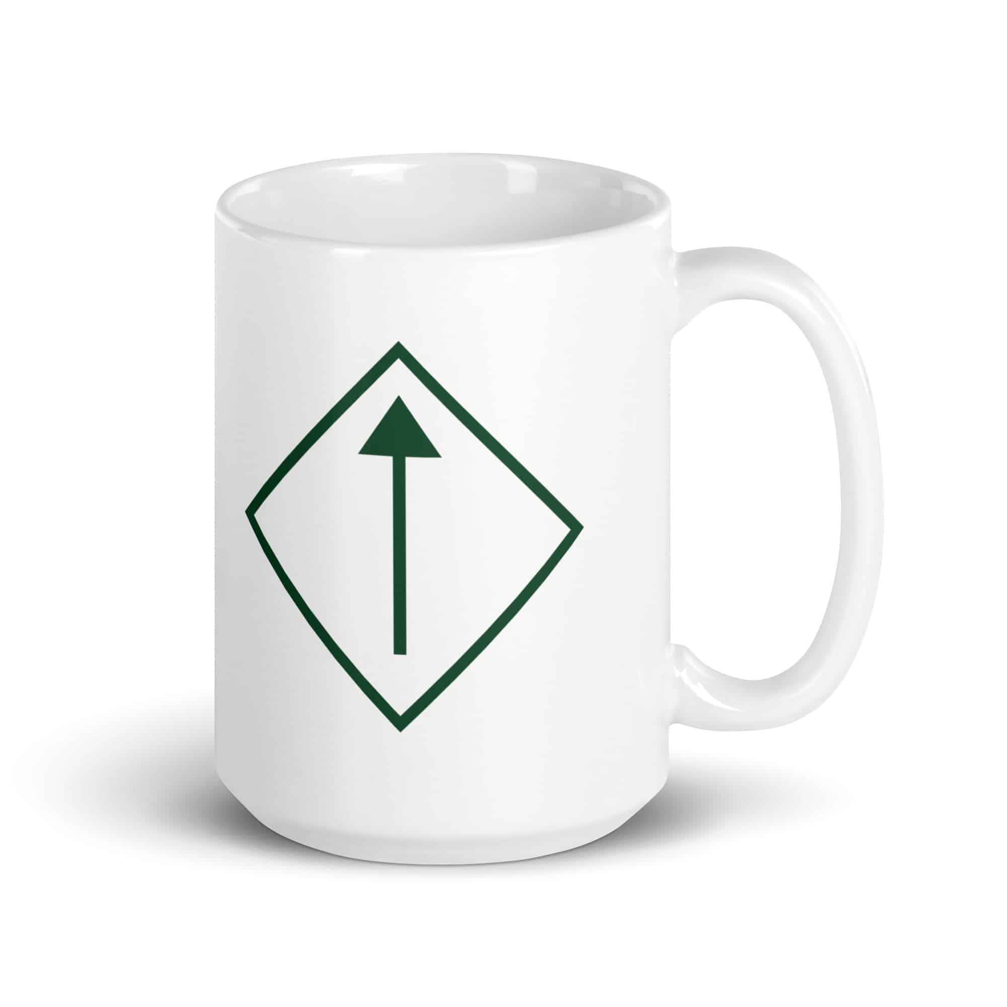Forest Green Diamond Waymarker White Ceramic Coffee Mug