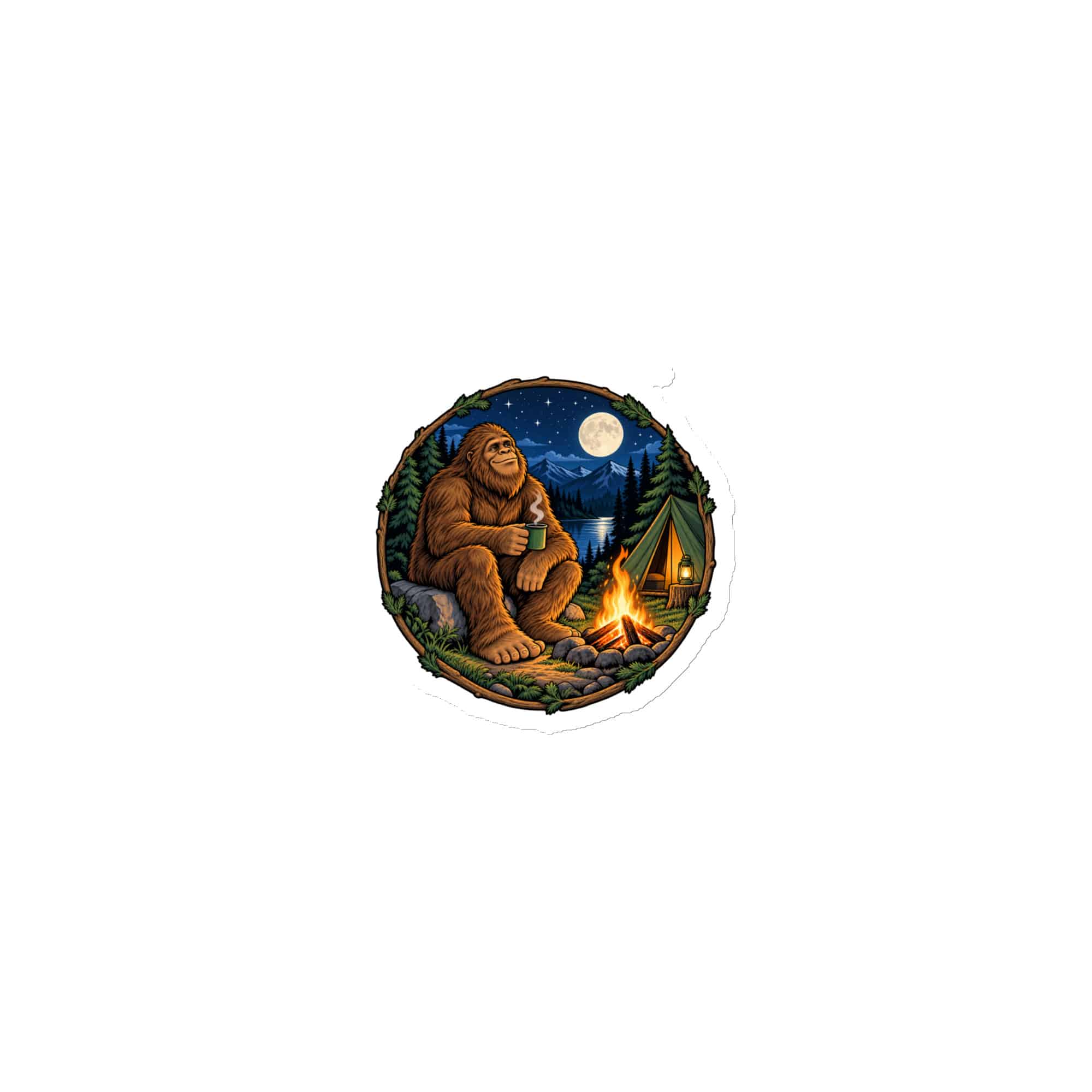 Bigfoot Campfire Coffee Die-Cut Magnet