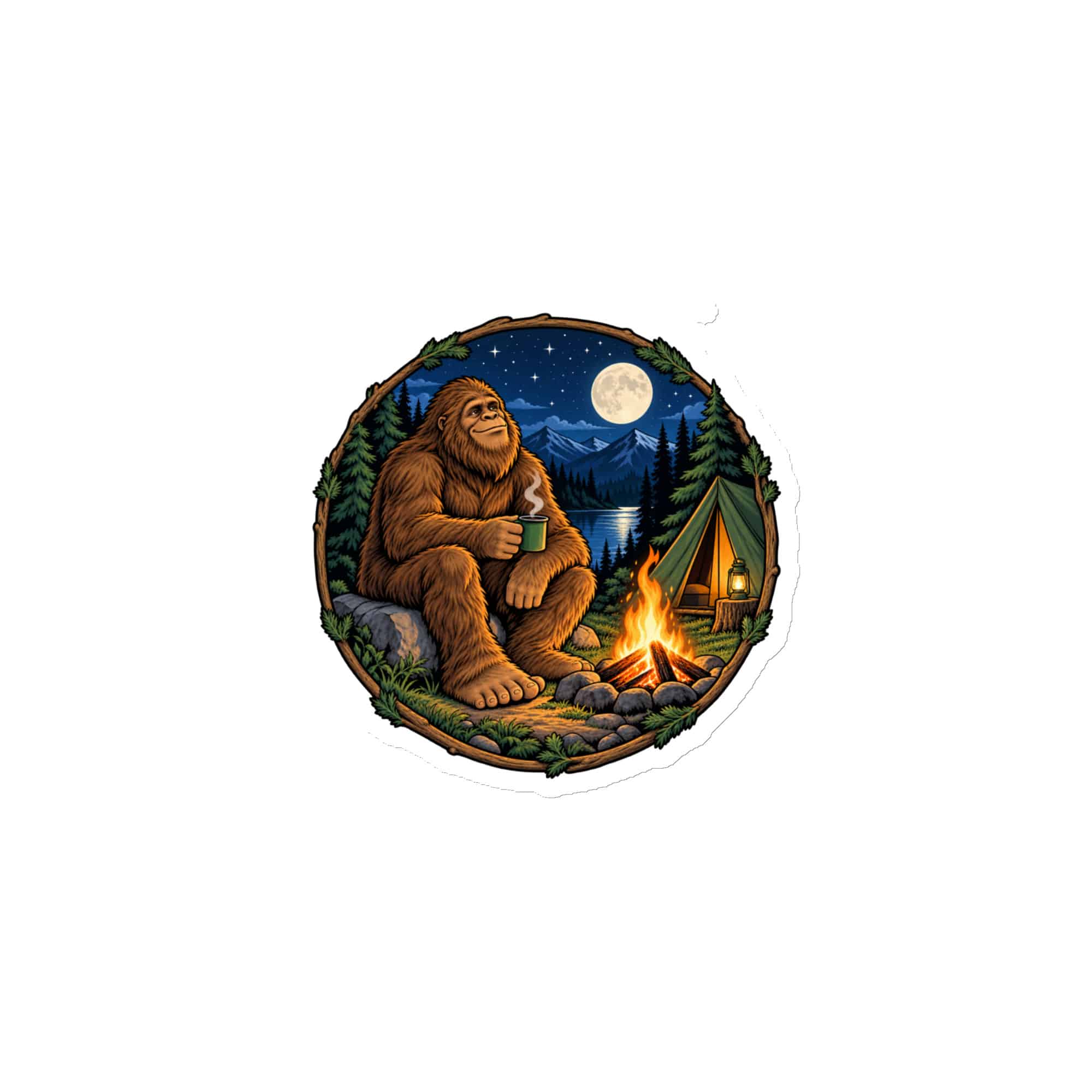 Bigfoot Campfire Coffee Die-Cut Magnet