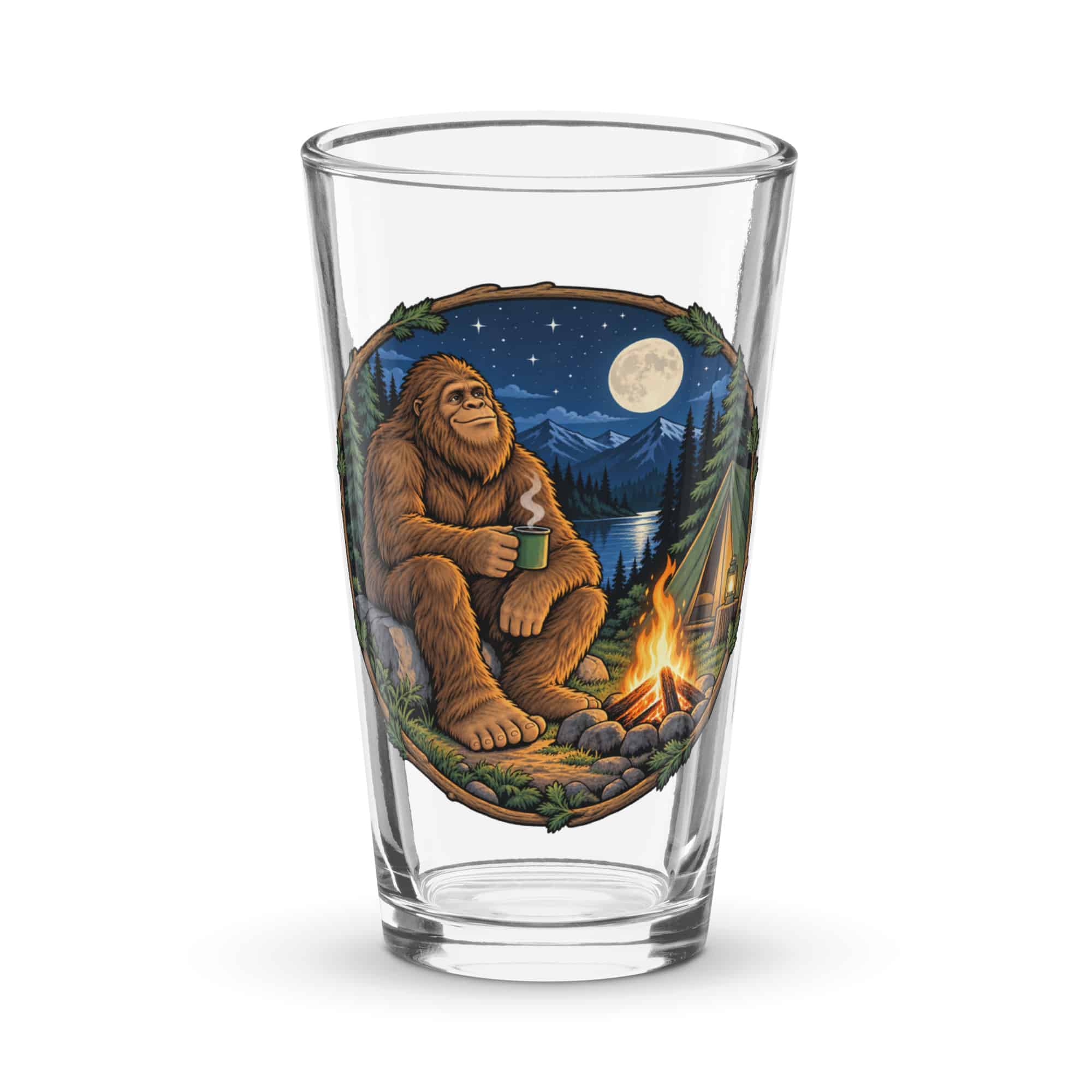 Moonlit Campfire Bigfoot Pint Glass