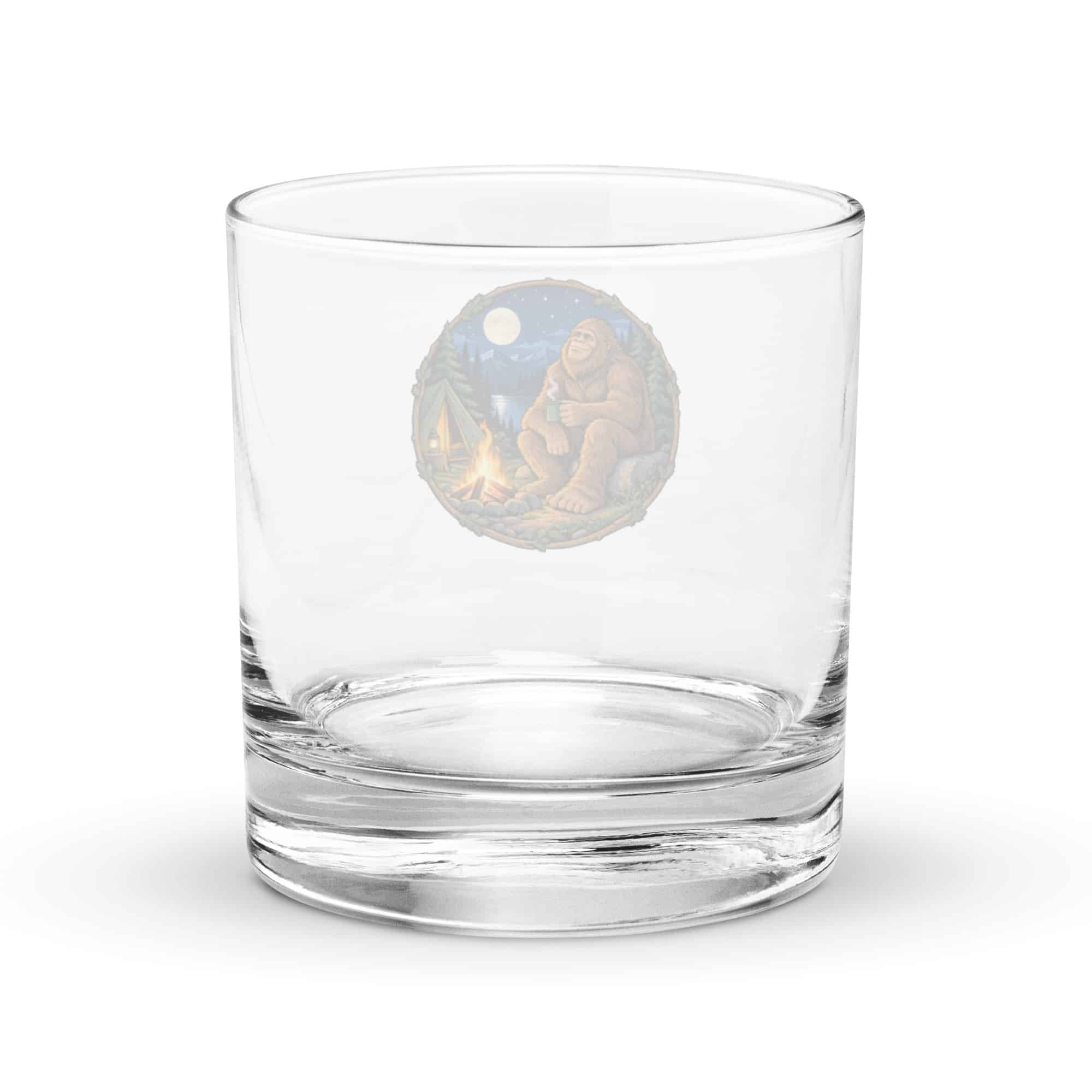 Moonlit Campfire Bigfoot Rocks Glass