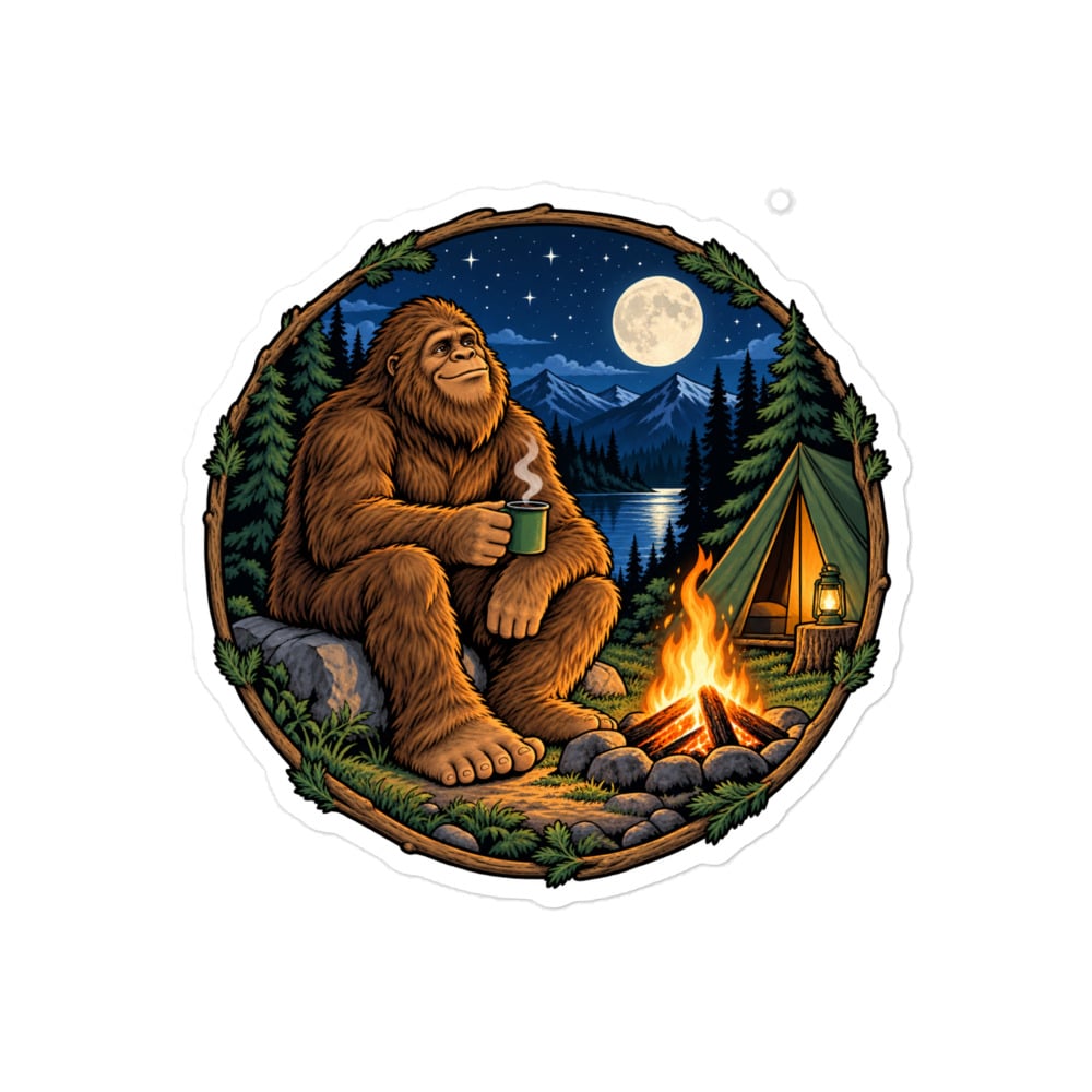Bigfoot Campfire Coffee Vinyl Sticker