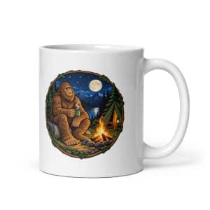10 Bigfoot Campfire White Ceramic Coffee Mug - 11 oz - Main