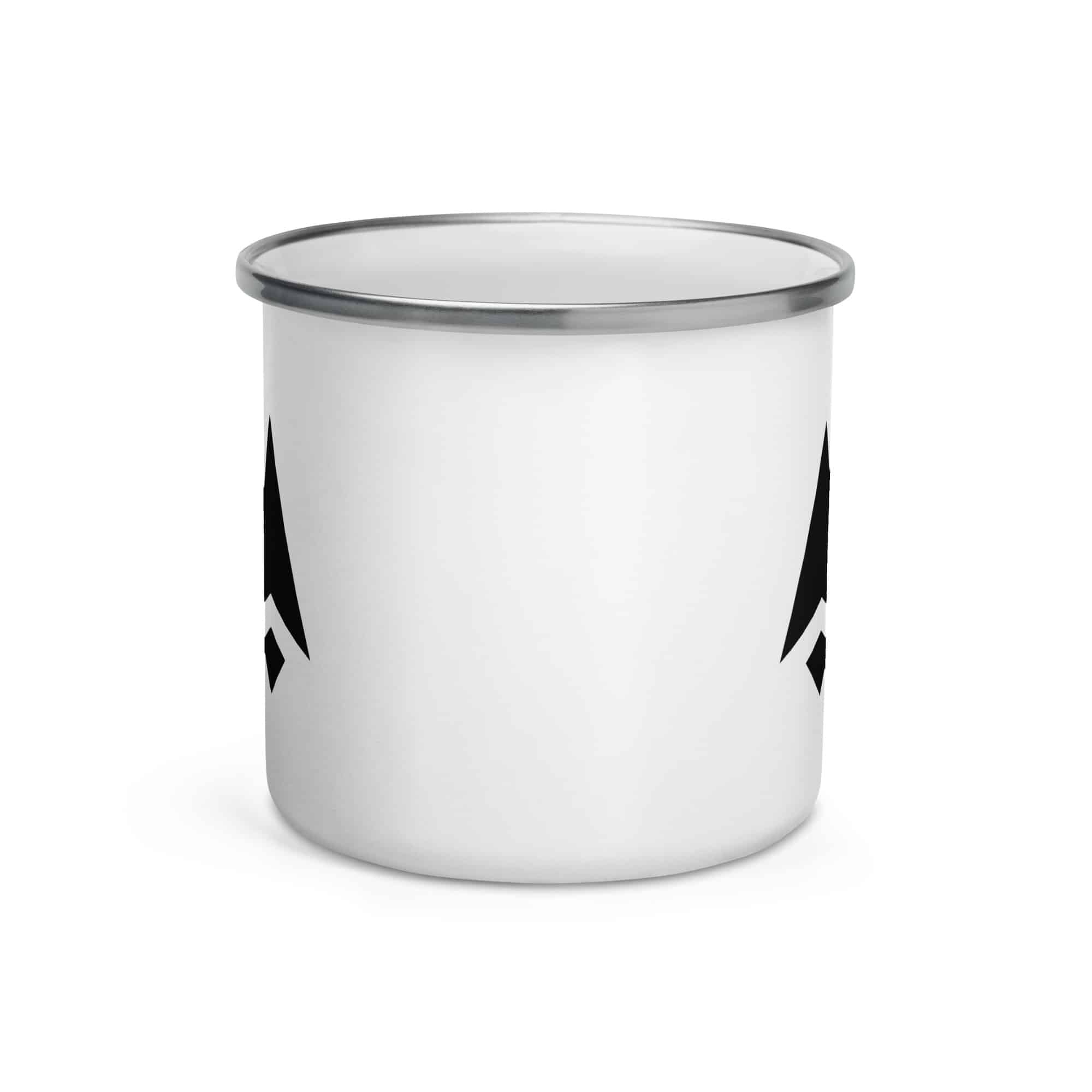 Black Compass Arrow Enamel Camp Mug