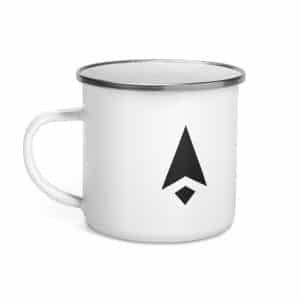 10 Compass Arrow Black Enamel Camp Mug - 12 oz - Left