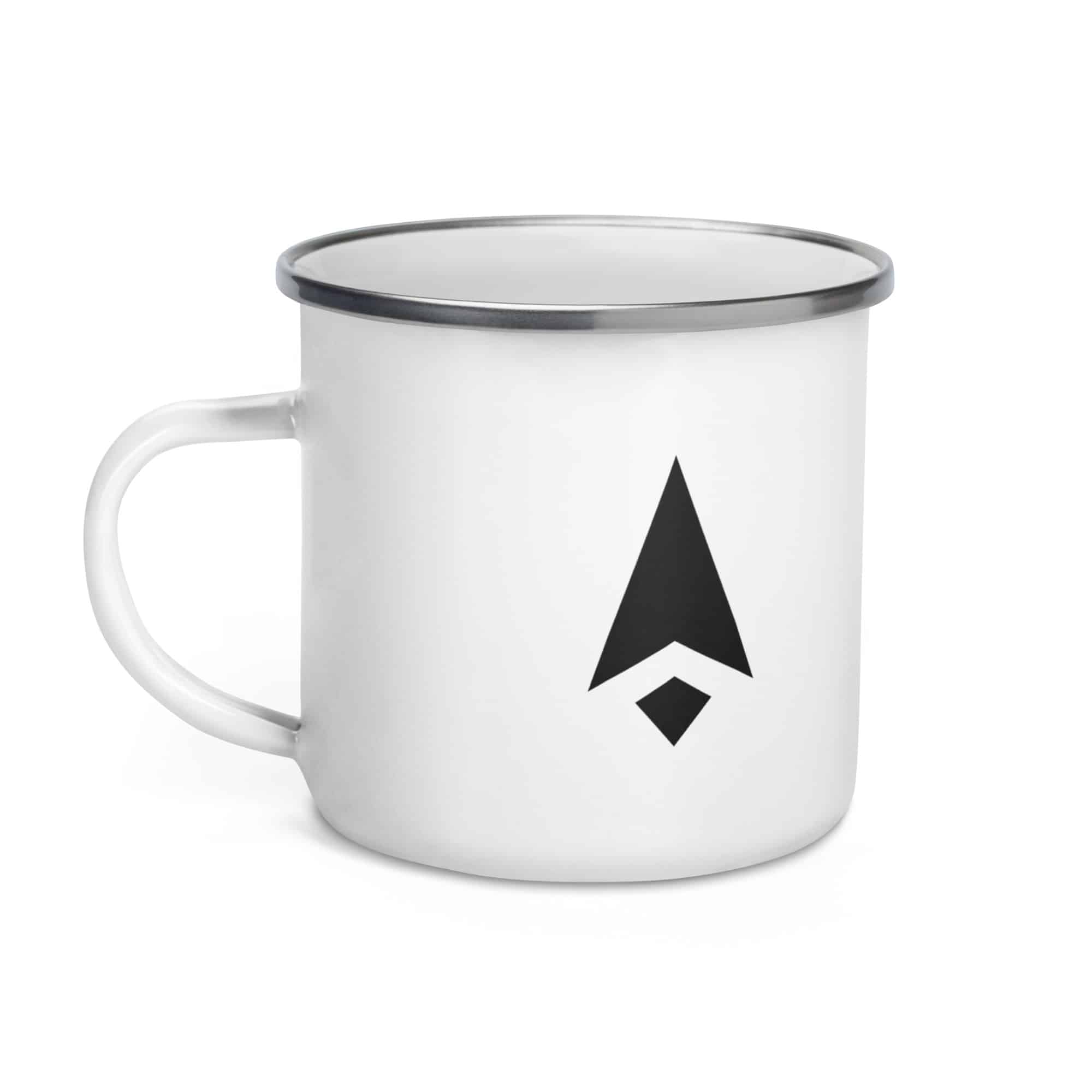 Black Compass Arrow Enamel Camp Mug