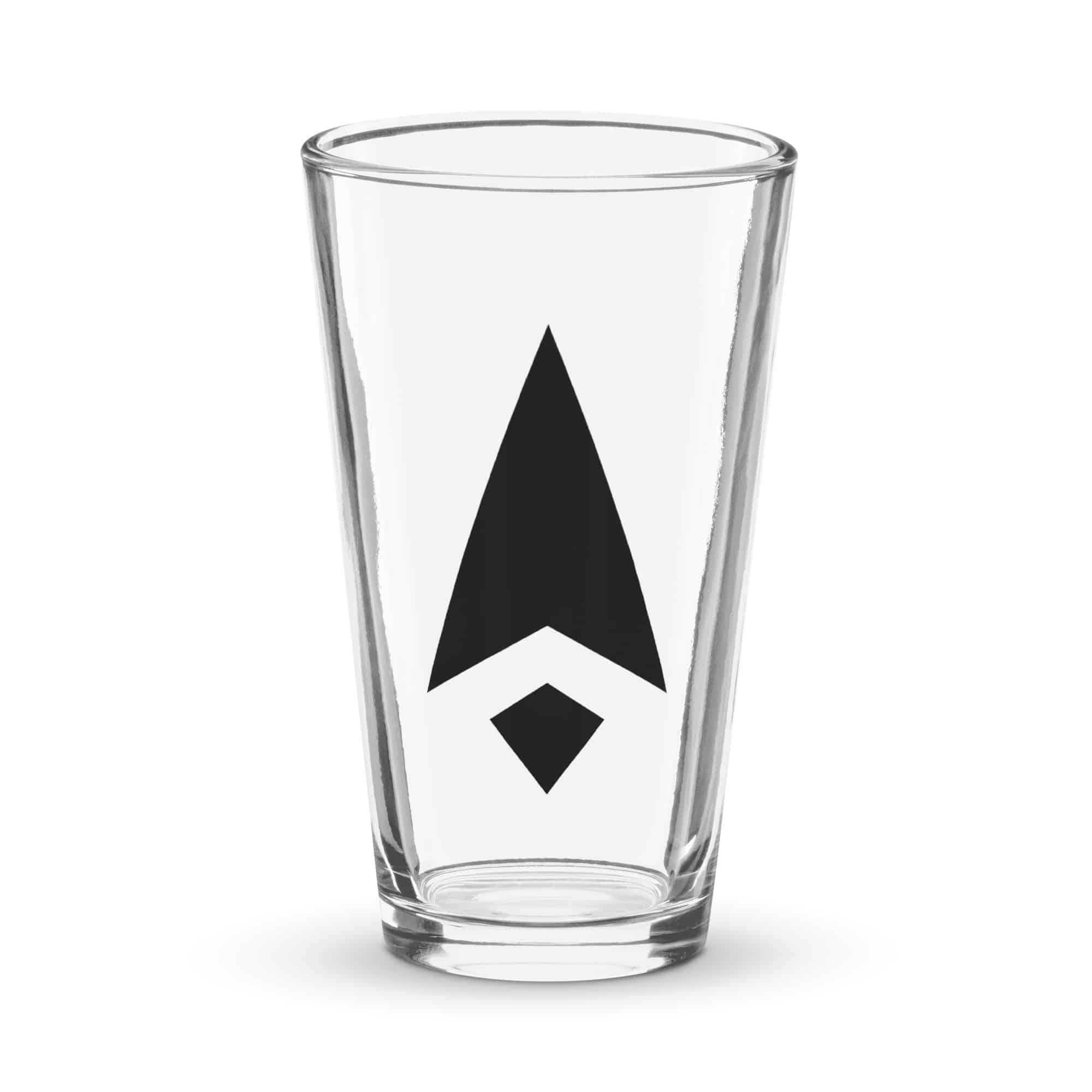 Black Compass Arrow Pint Glass