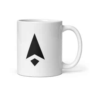 10 Compass Arrow Black White Ceramic Coffee Mug - 11 oz - Main