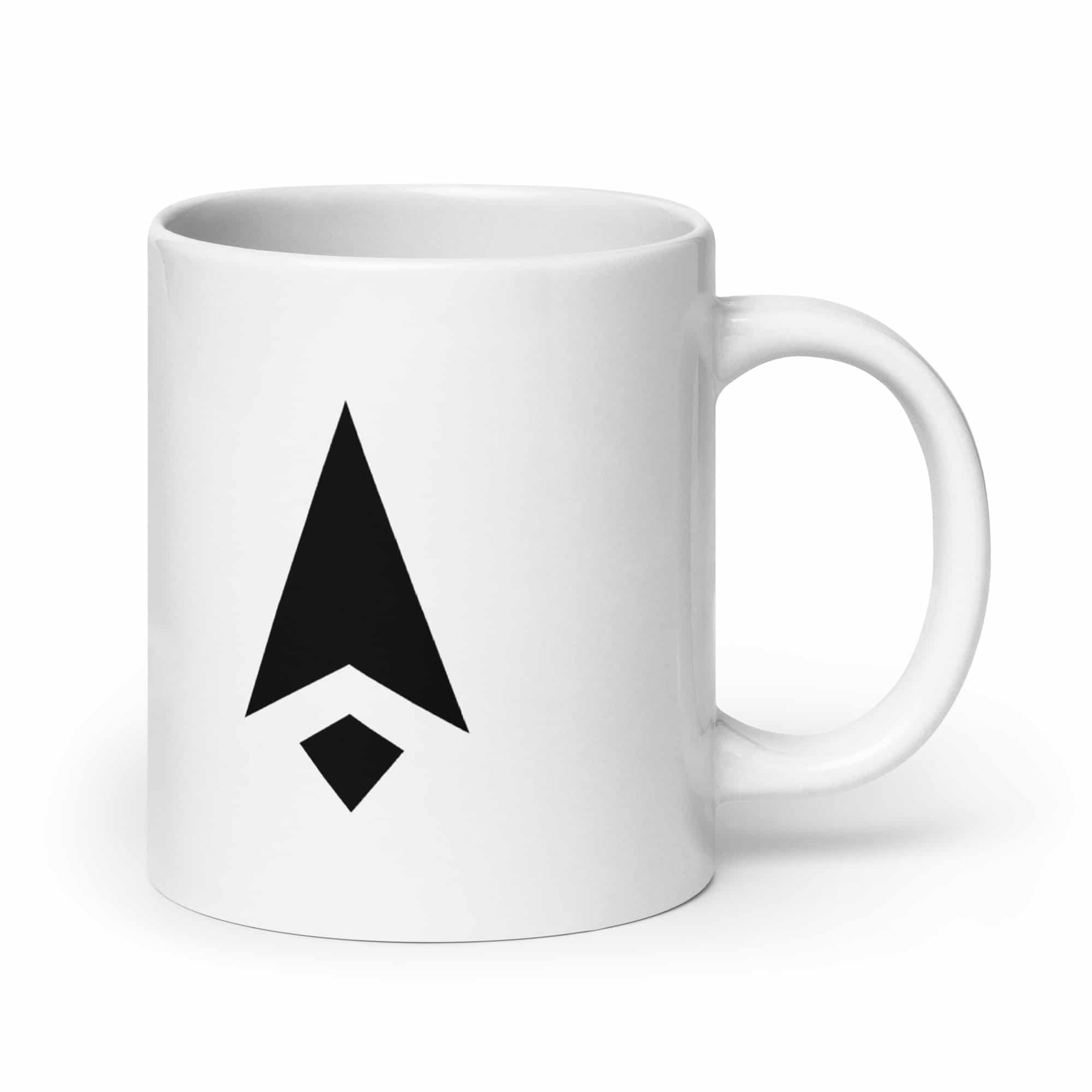 Black Compass Arrow White Ceramic Coffee Mug