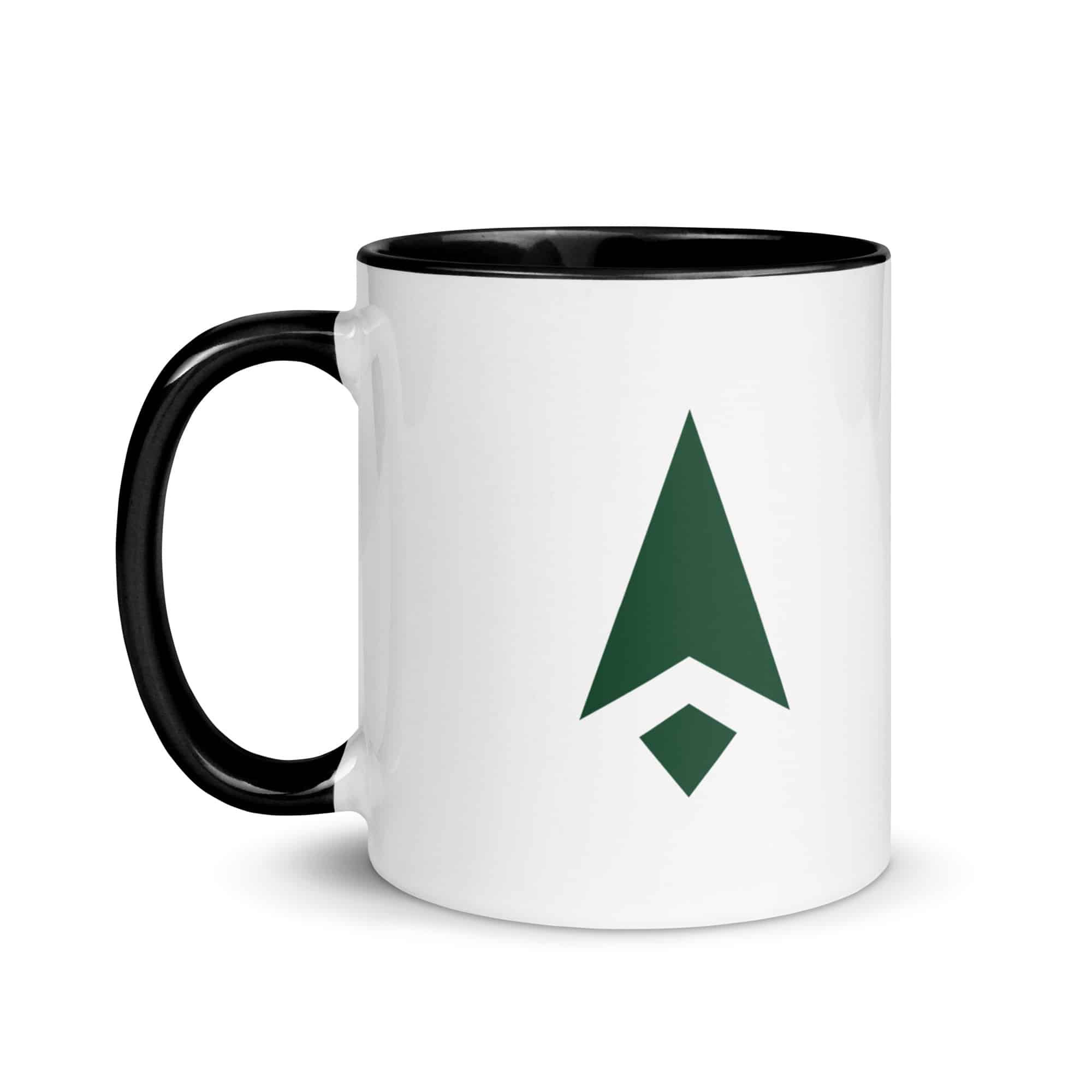 Forest Green Compass Arrow Color Inside Mug