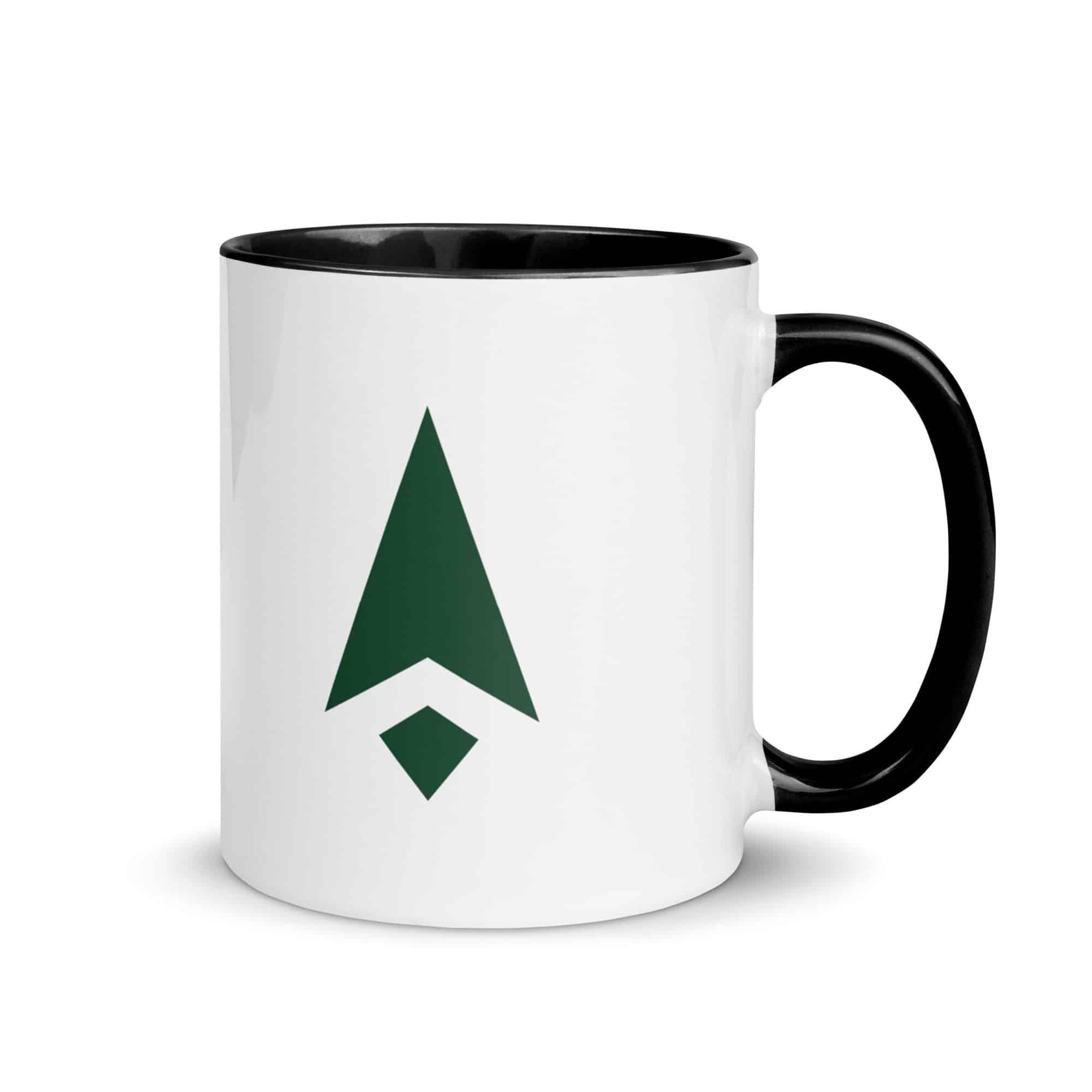 Forest Green Compass Arrow Color Inside Mug